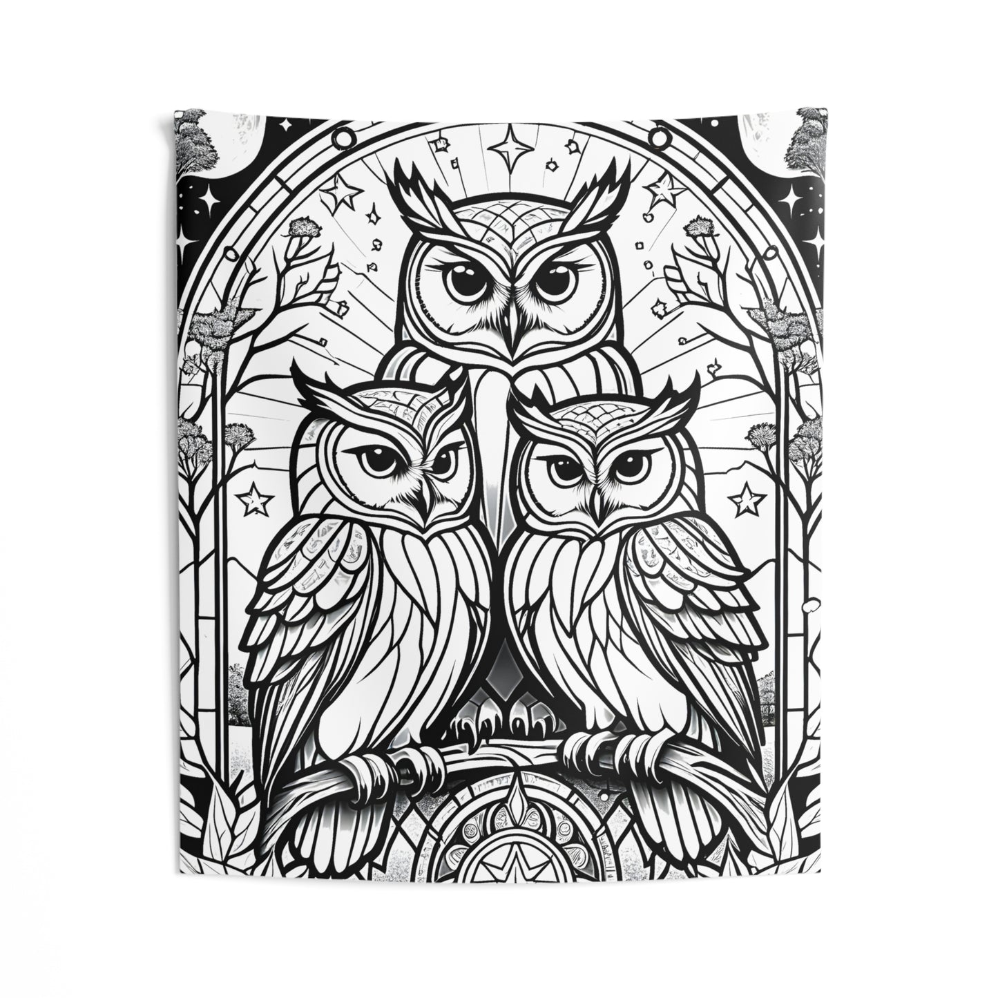 Indoor Wall Tapestries Coloring Kit with 10 Fabric Markers - Owl