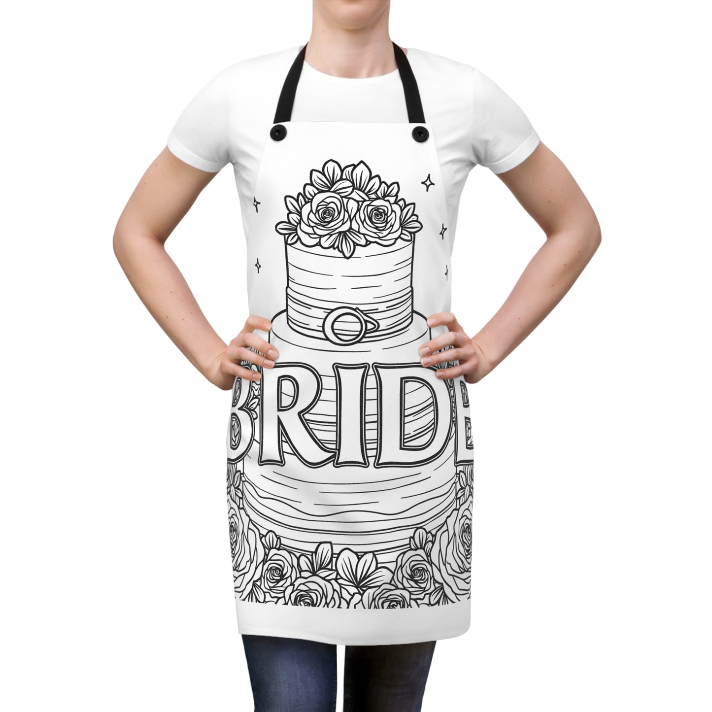 Apron Coloring Kit with 10 Fabric Markers - Bride Cake