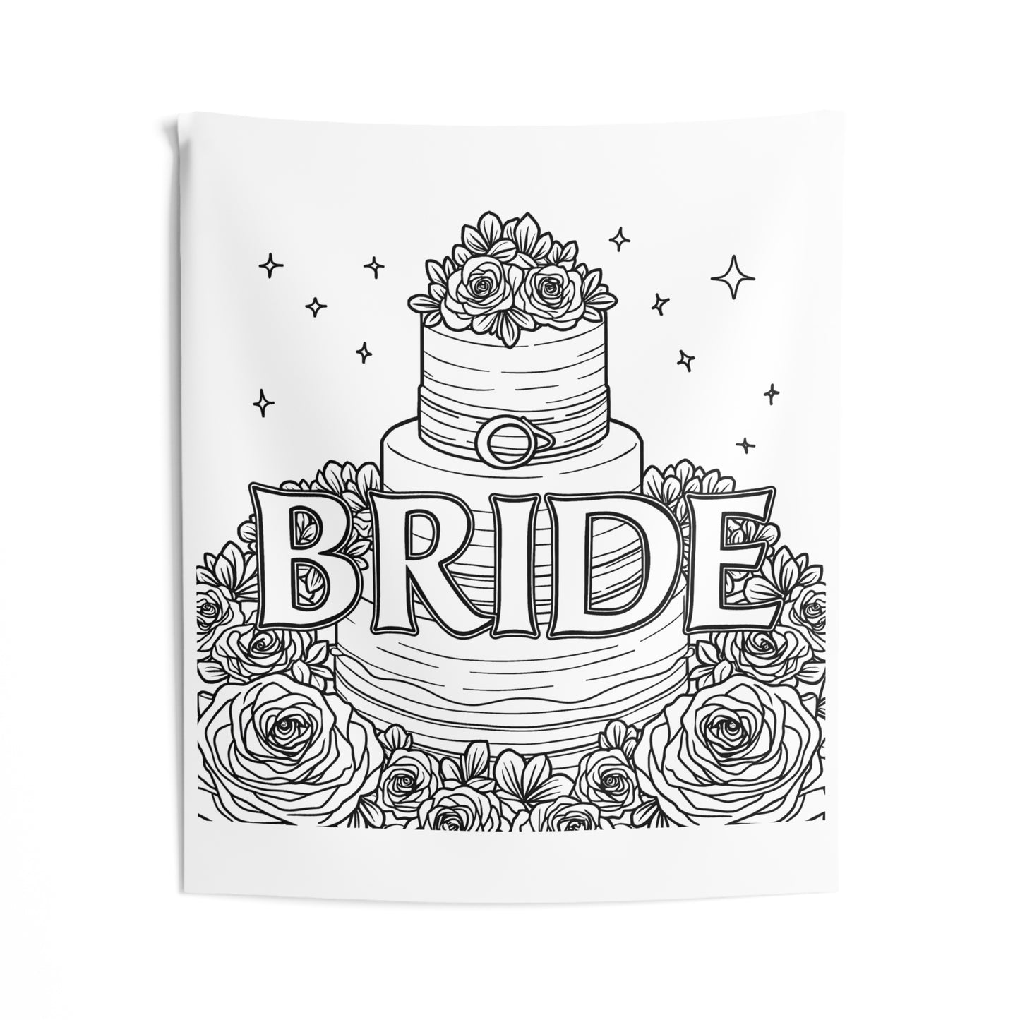 Indoor Wall Tapestries Coloring Kit with 10 Fabric Markers - Bride Cake