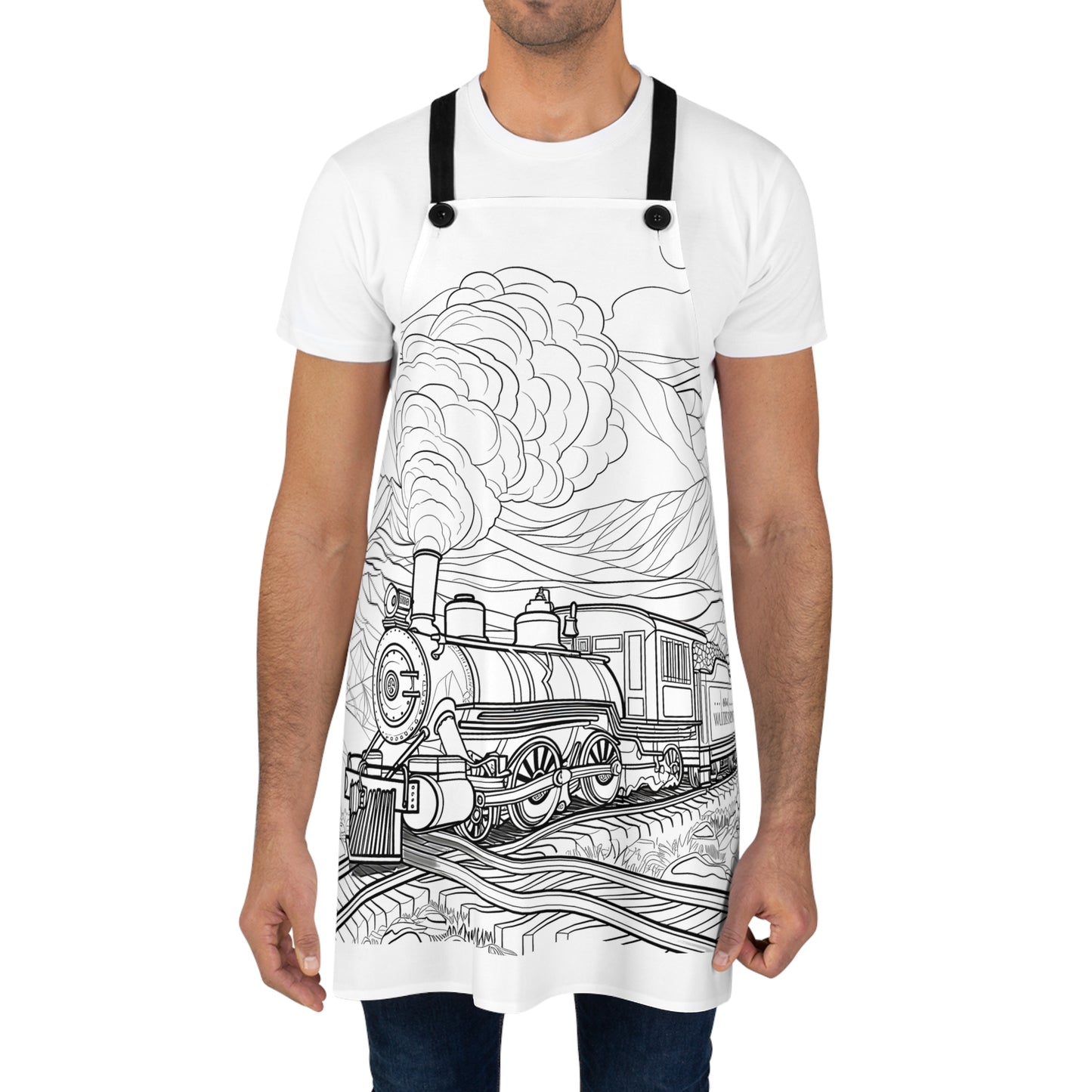 Apron Coloring Kit with 10 Fabric Markers - Steam Locomotive