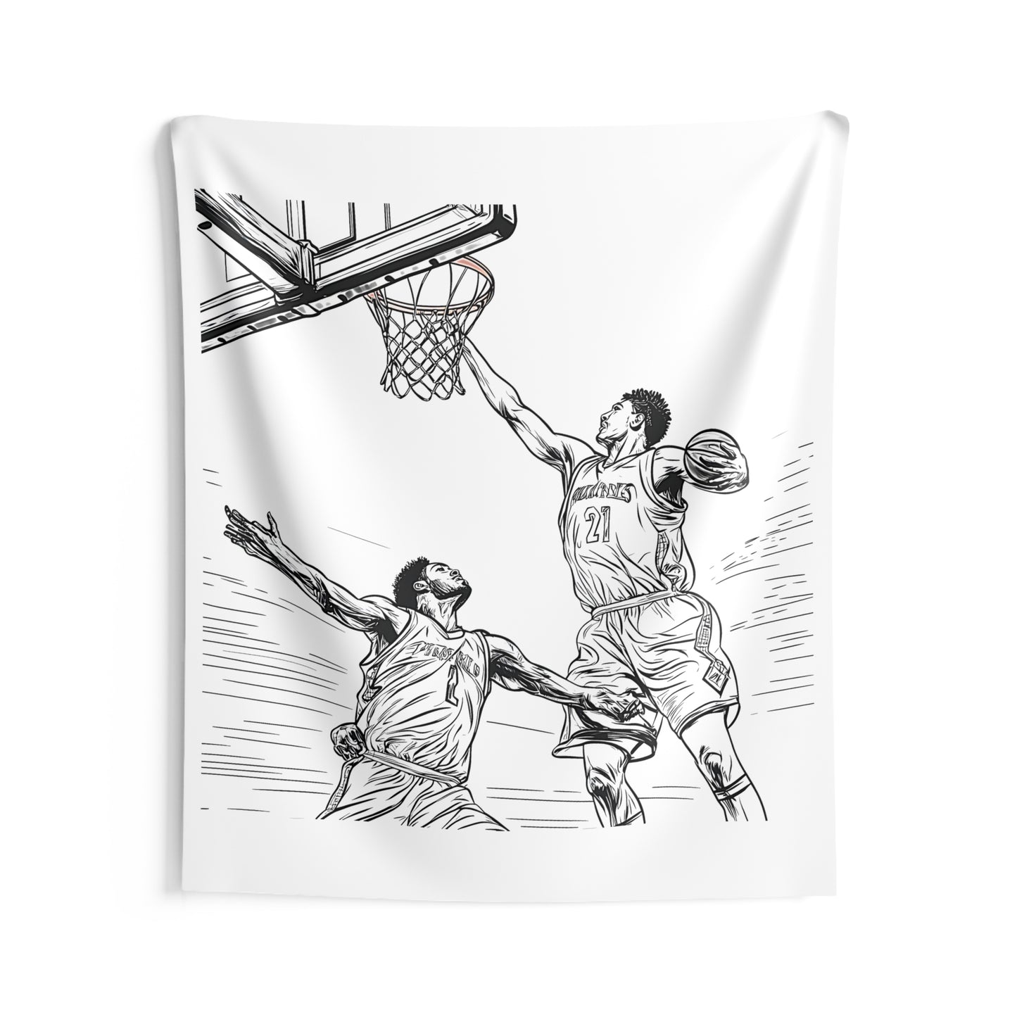 Indoor Wall Tapestries Coloring Kit with 10 Fabric Markers - Basketball Game