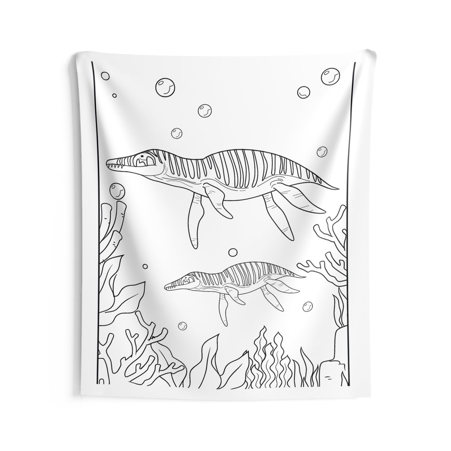 Indoor Wall Tapestries Coloring Kit with 10 Fabric Markers - Marine Dinosaur