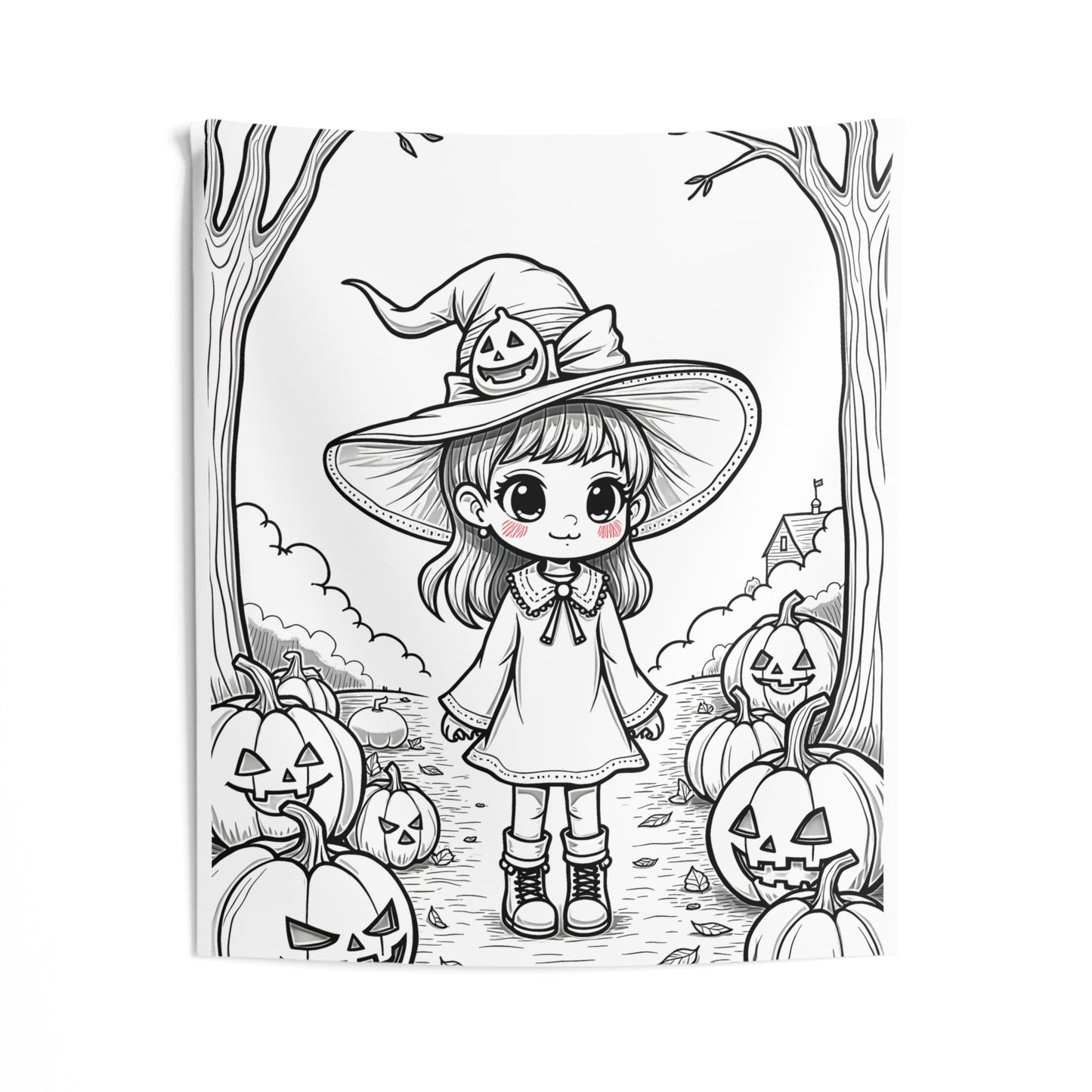 Indoor Wall Tapestries Coloring Kit with 10 Fabric Markers - Halloween Girl