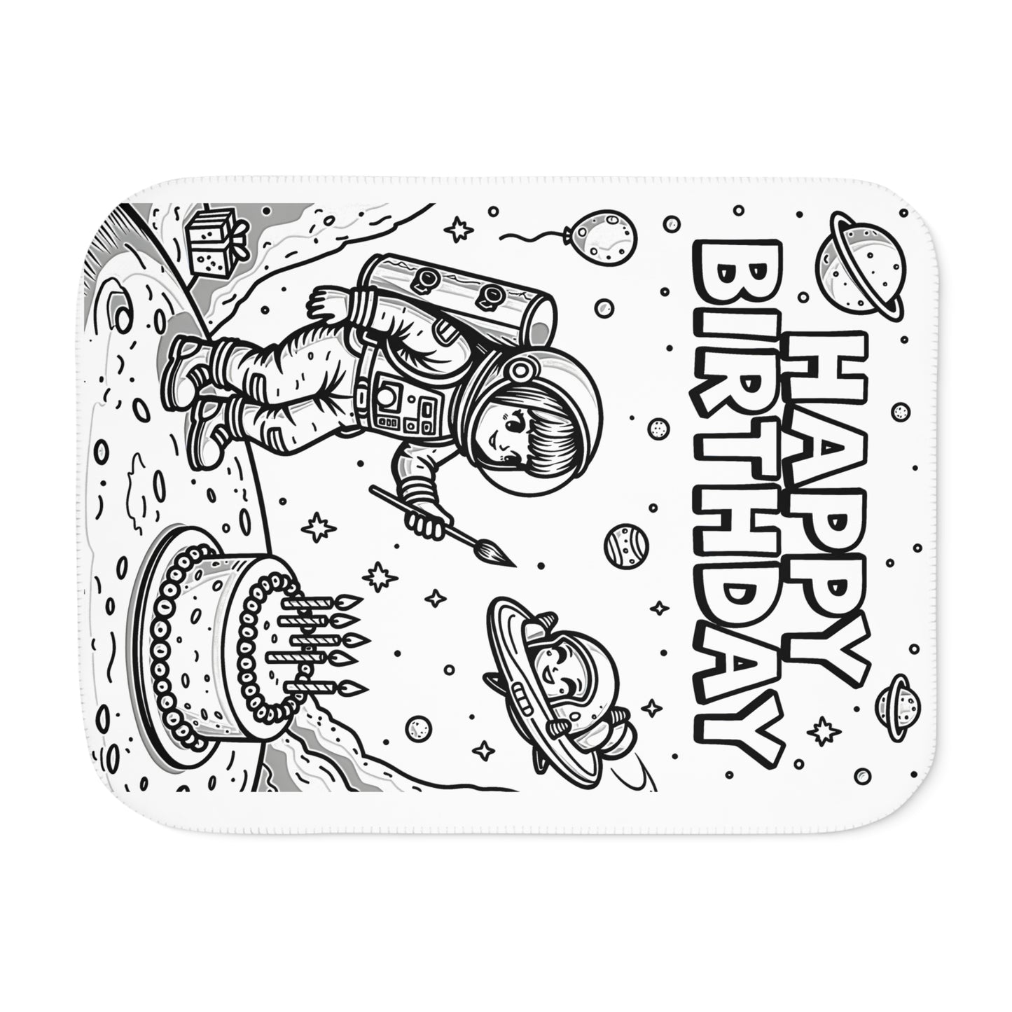 Blanket Coloring Kit with 10 Fabric Markers - Astronaut Birthday Celebration