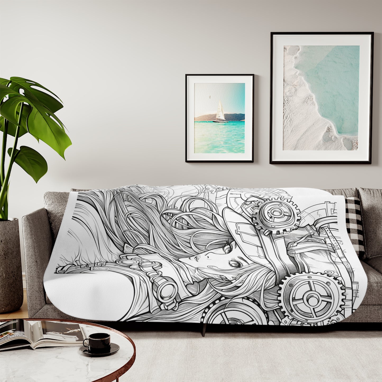 Blanket Coloring Kit with 10 Fabric Markers - Steampunk Girl