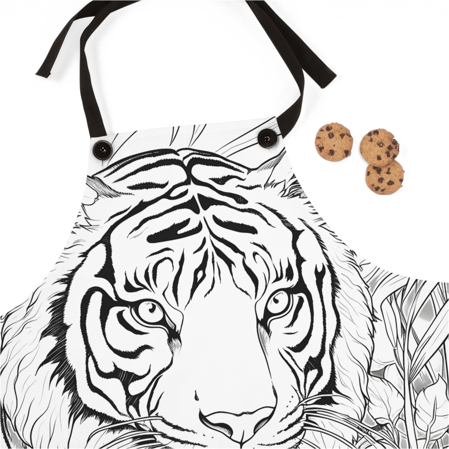 Apron Coloring Kit with 10 Fabric Markers - Tiger in Jungle