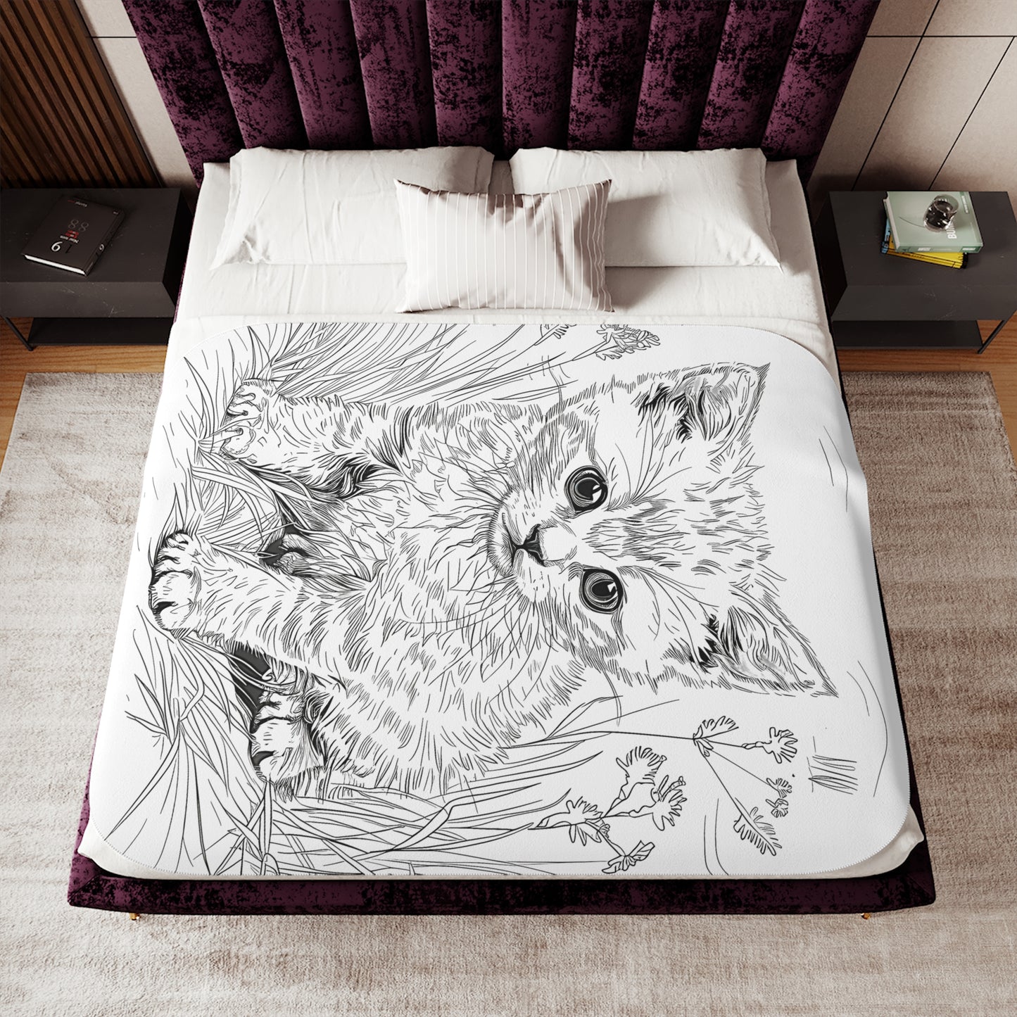 Blanket Coloring Kit with 10 Fabric Markers - Kitten