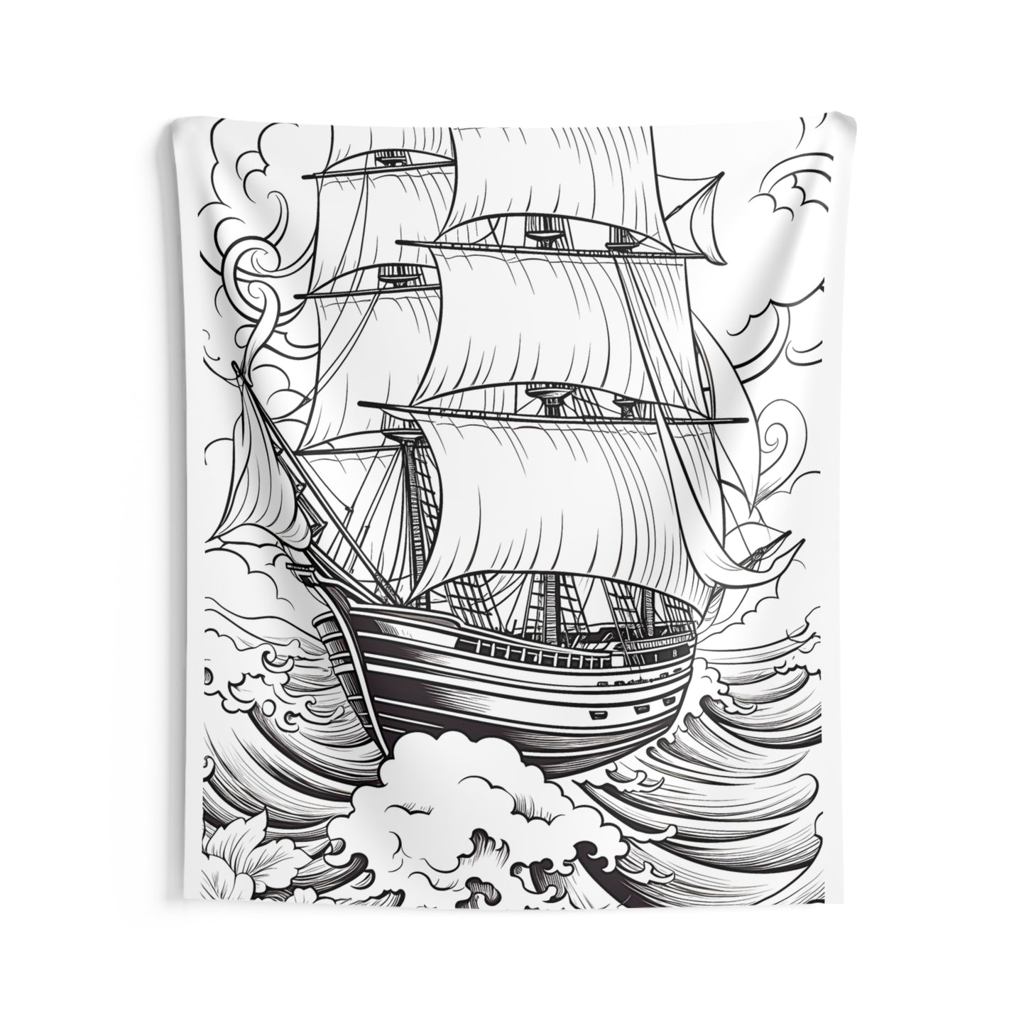 Indoor Wall Tapestries Coloring Kit with 10 Fabric Markers - Sailing Ship