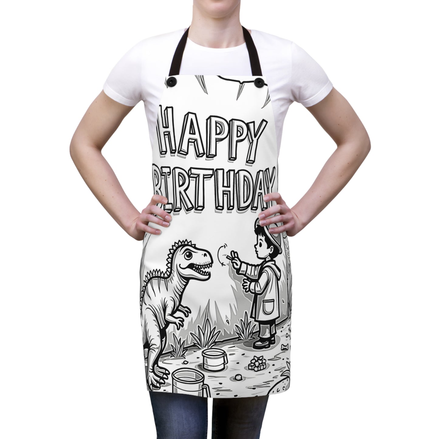 Apron Coloring Kit with 10 Fabric Markers - Dinosaur Birthday