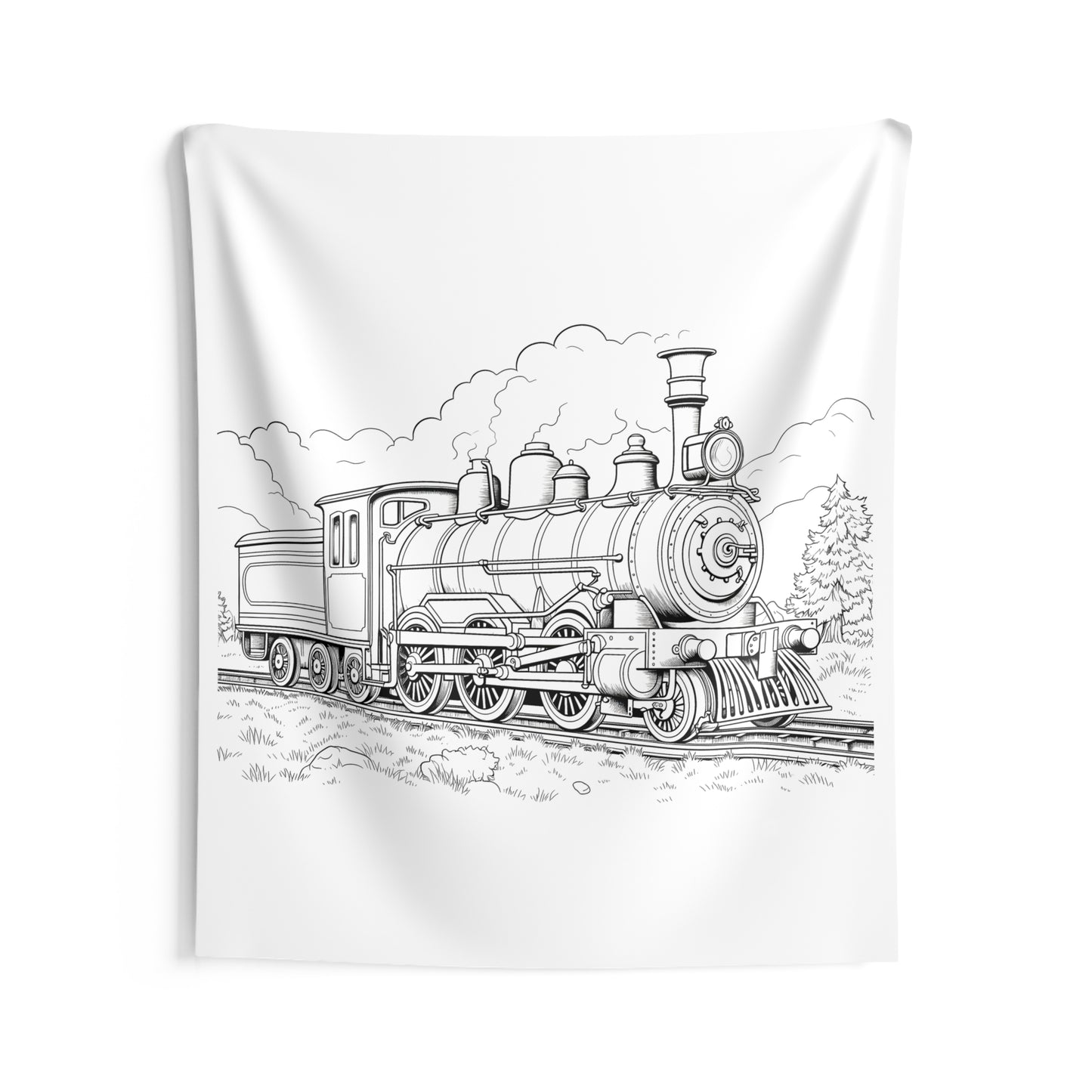 Indoor Wall Tapestries Coloring Kit with 10 Fabric Markers - Steam Locomotive