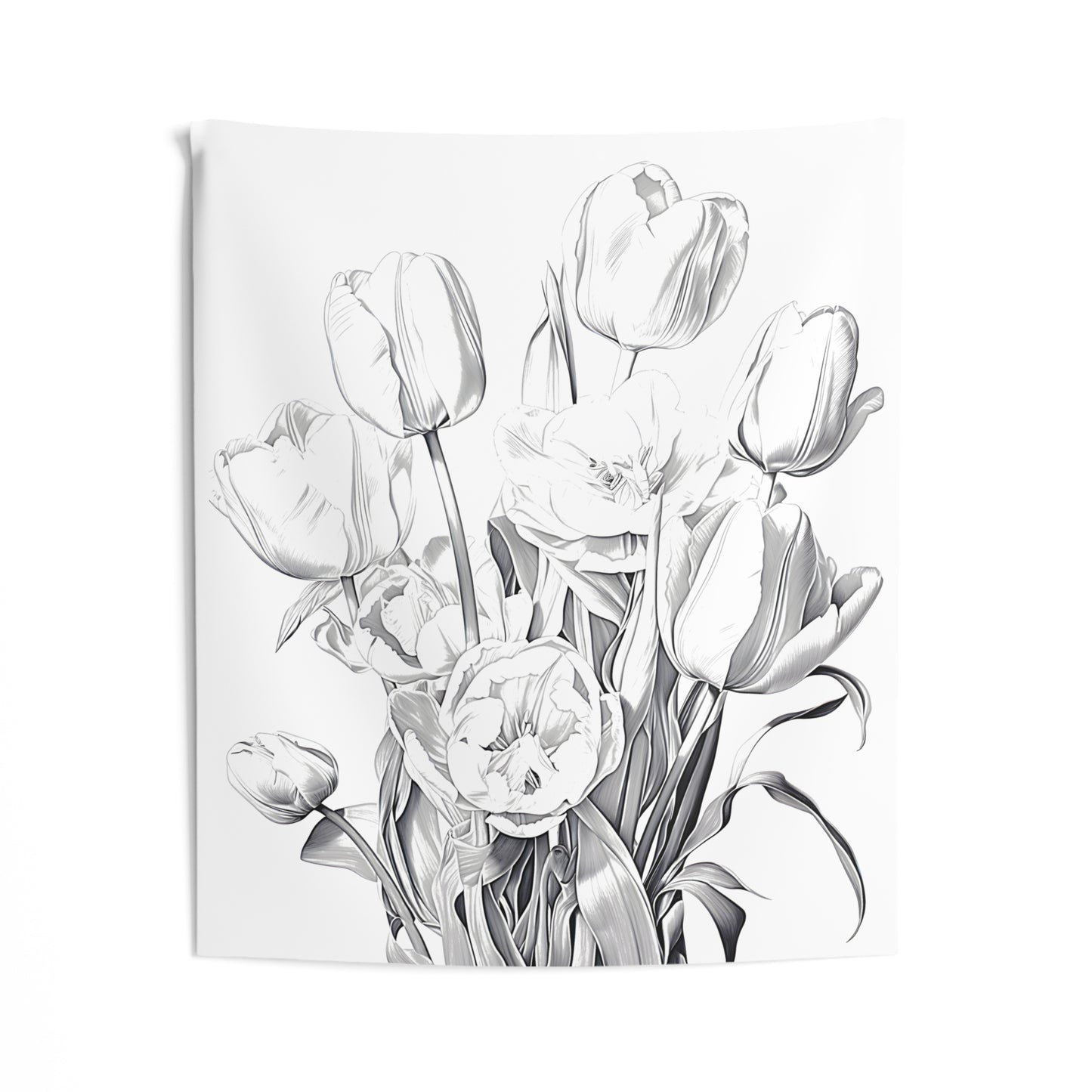 Indoor Wall Tapestries Coloring Kit with 10 Fabric Markers - Tulips