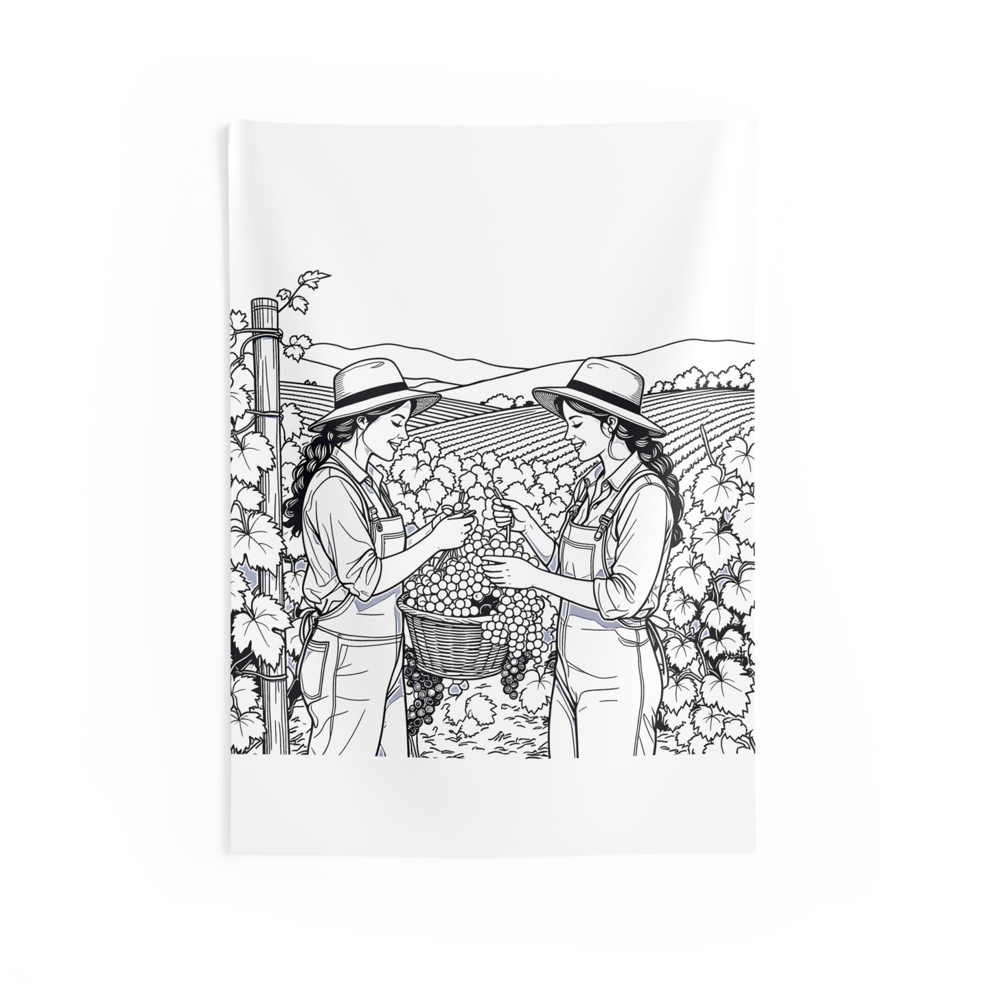 Indoor Wall Tapestries Coloring Kit with 10 Fabric Markers - Grape Harvest