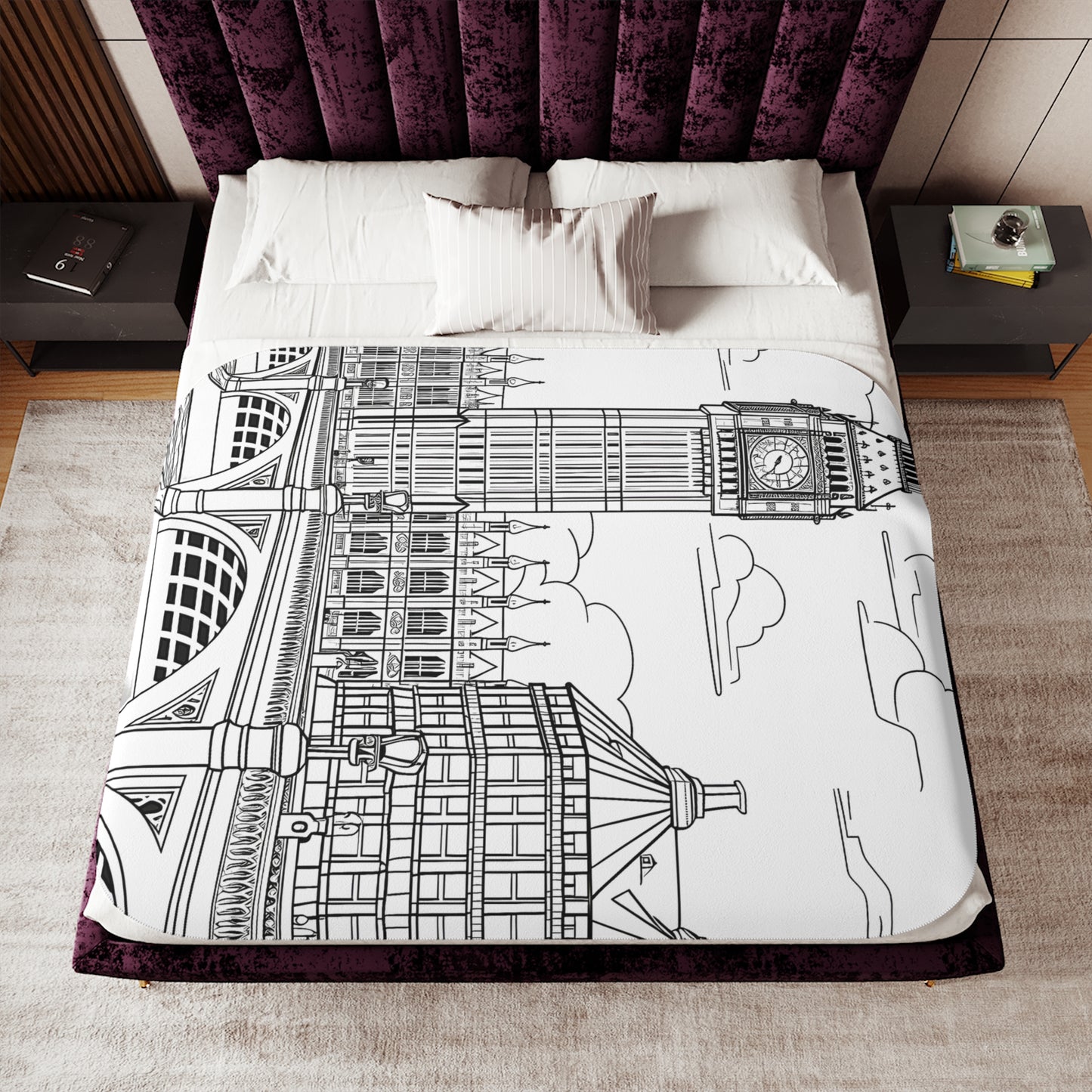 Blanket Coloring Kit with 10 Fabric Markers - Landmark Buildings