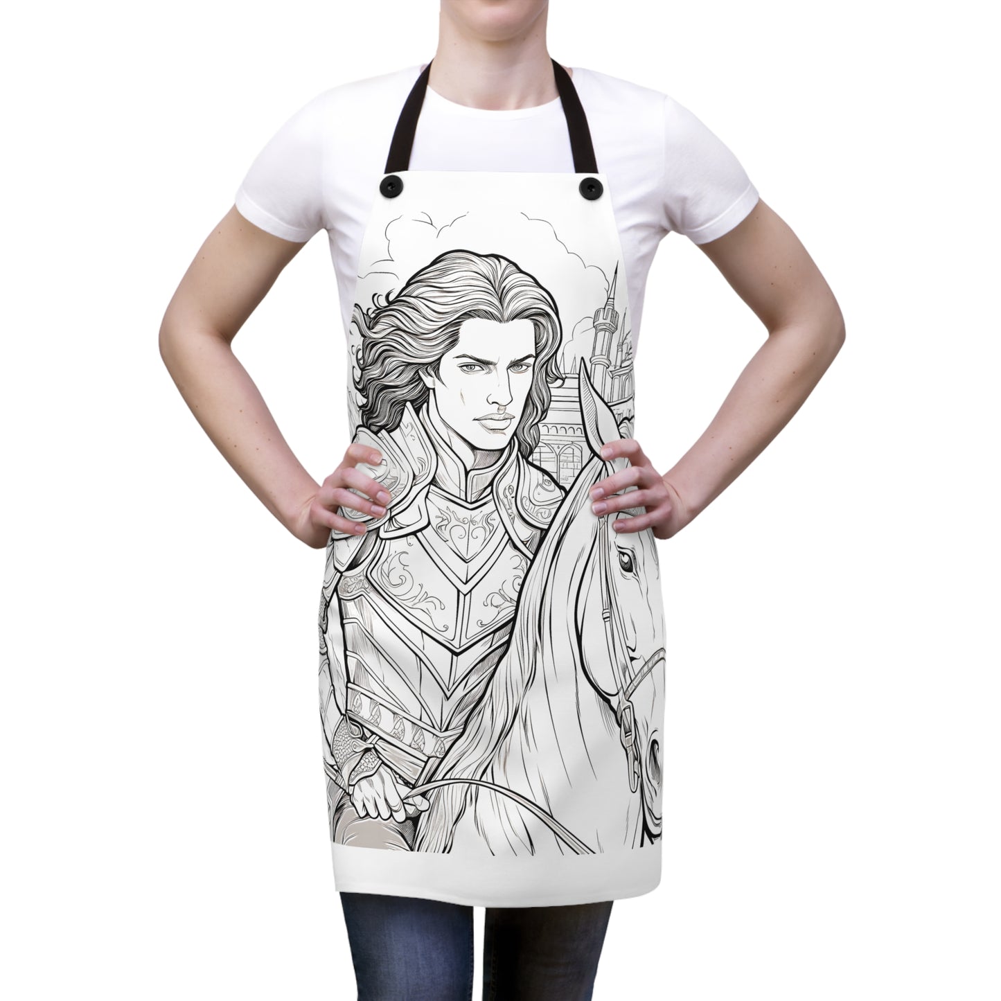 Apron Coloring Kit with 10 Fabric Markers - Knight on Horse