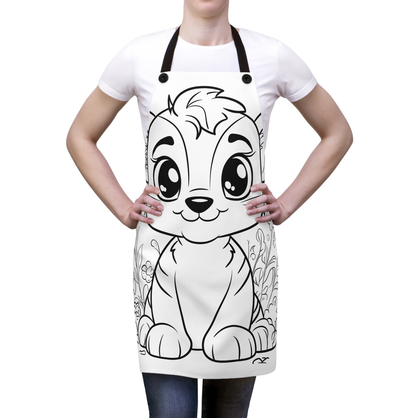 Apron Coloring Kit with 10 Fabric Markers - Cute Lion Cubs