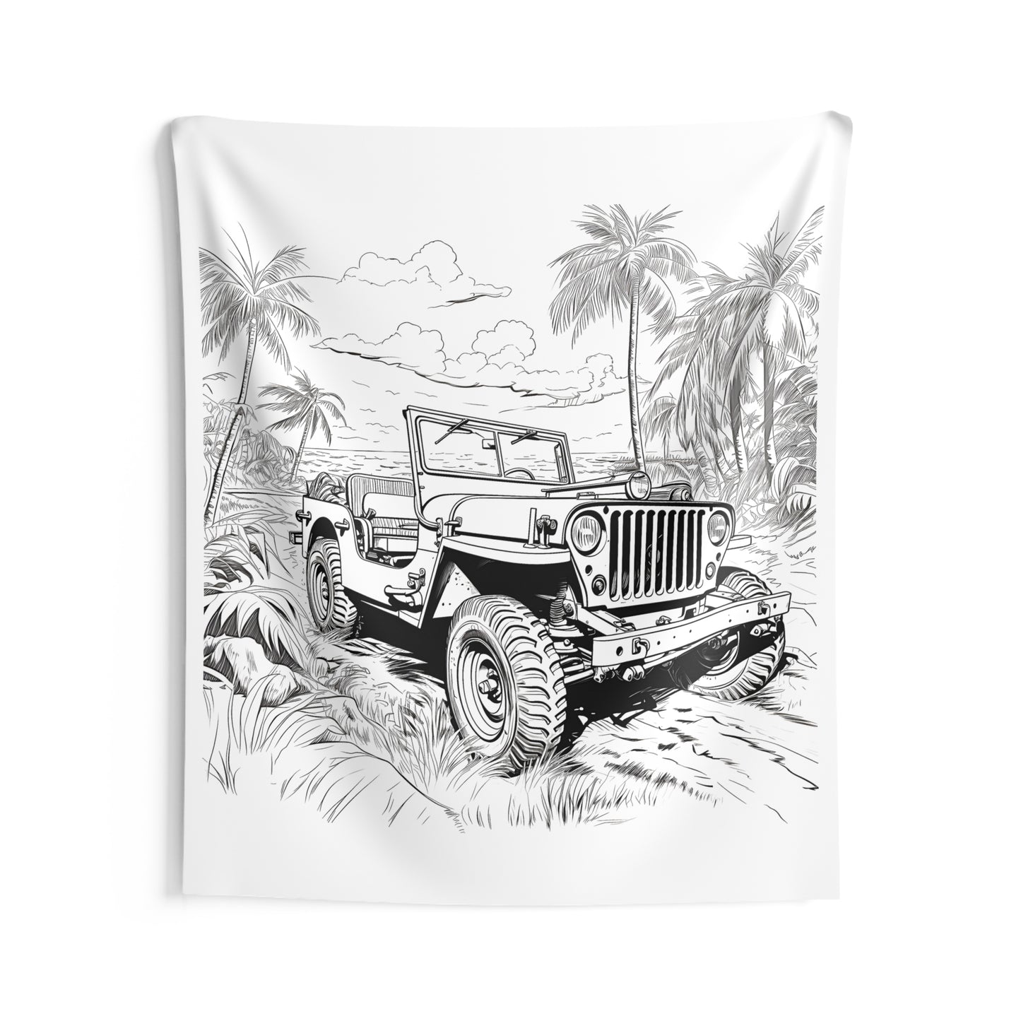 Indoor Wall Tapestries Coloring Kit with 10 Fabric Markers - Jeep