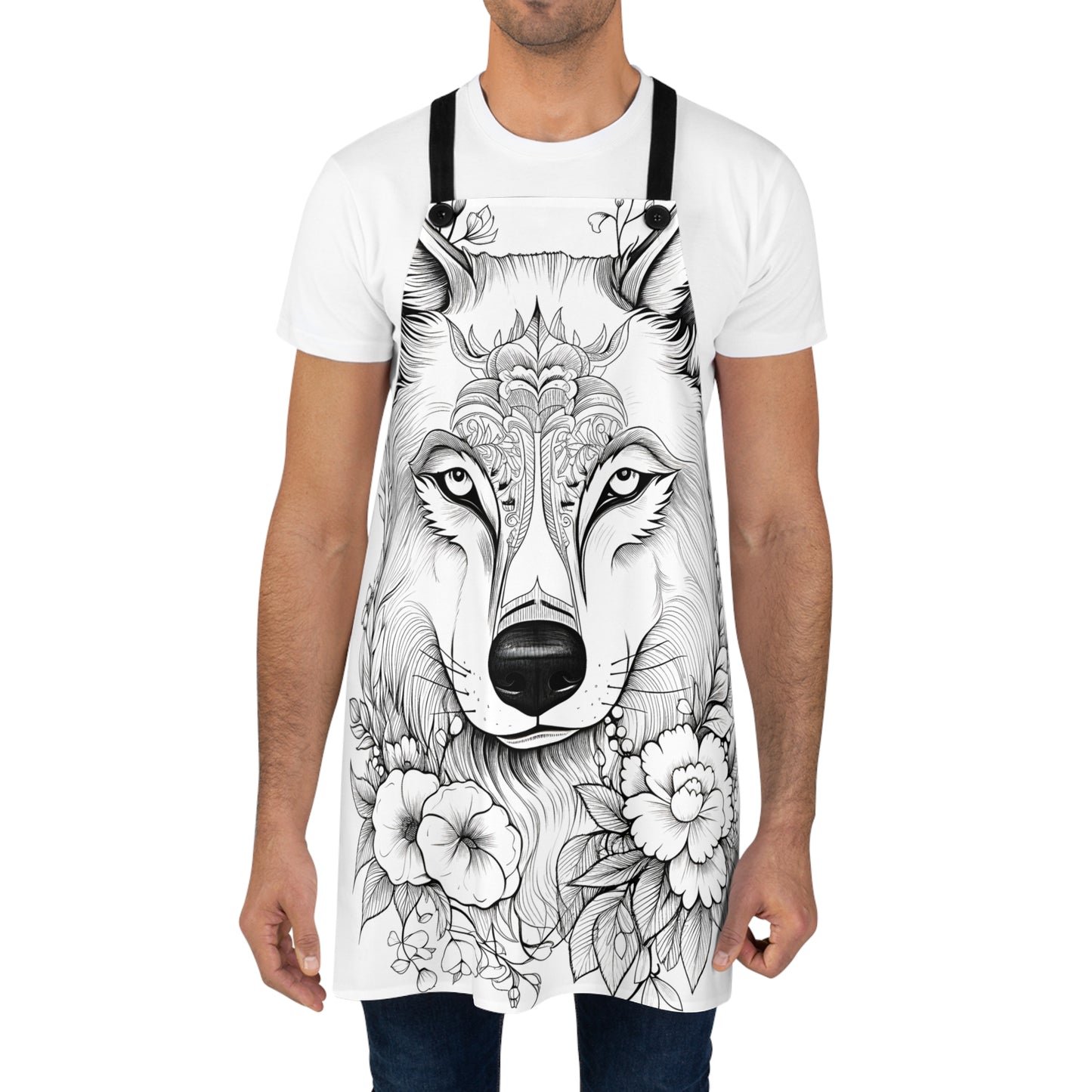 Apron Coloring Kit with 10 Fabric Markers - Floral Wolf