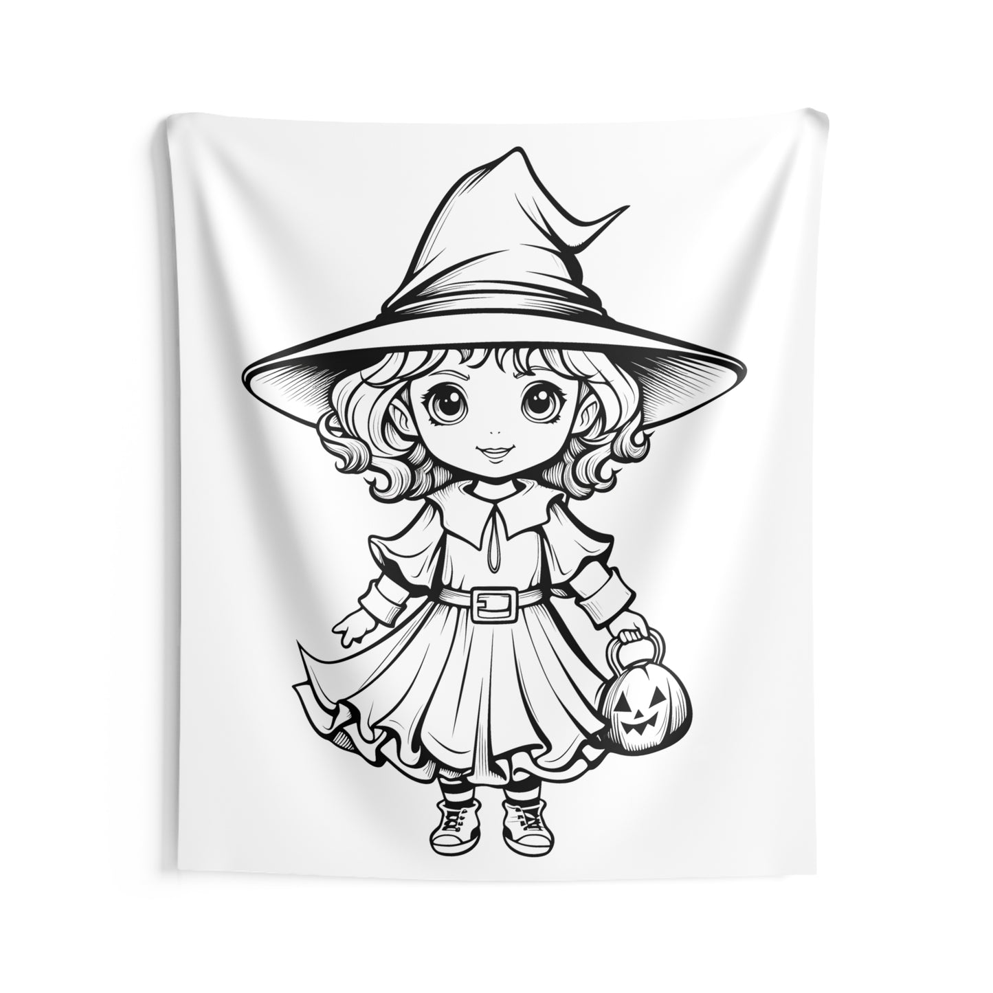 Indoor Wall Tapestries Coloring Kit with 10 Fabric Markers - Cute Witch