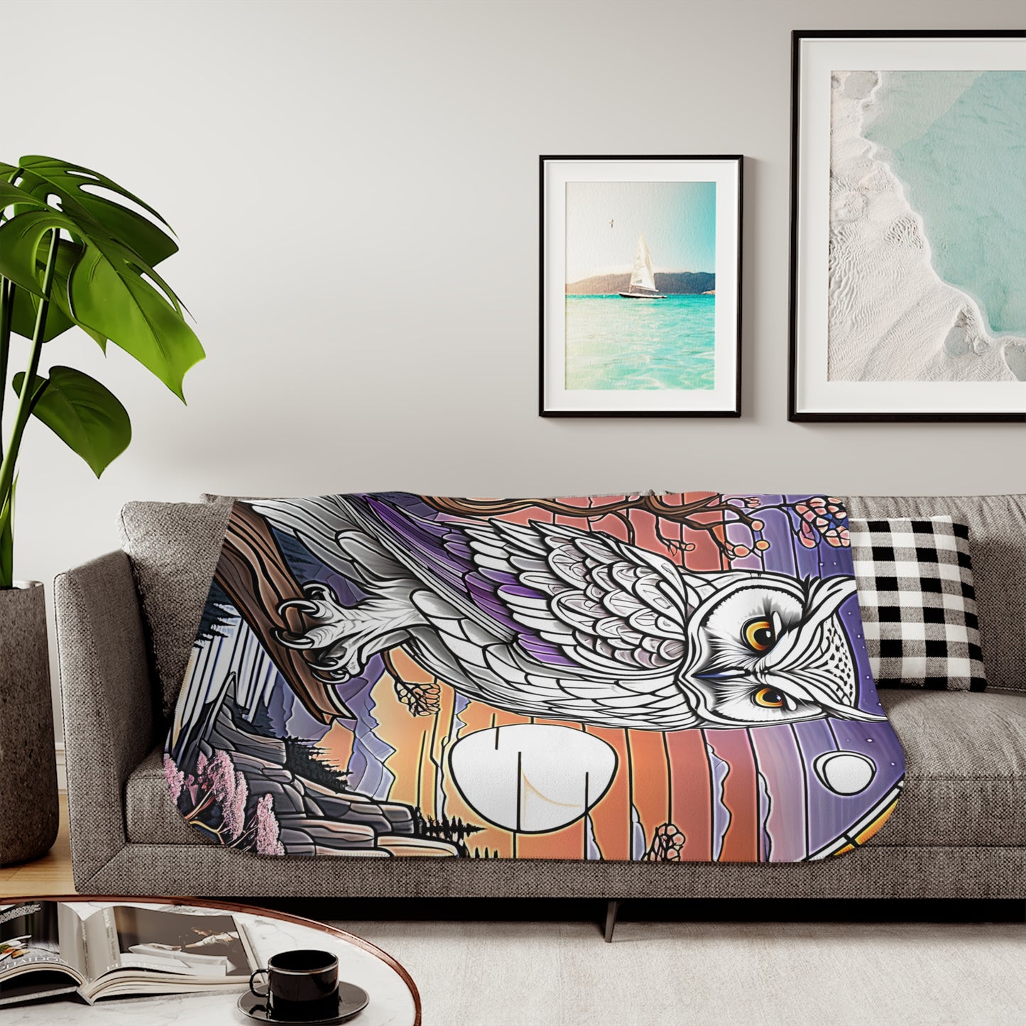 Blanket Colorful Graphic Design - Owl in Nature