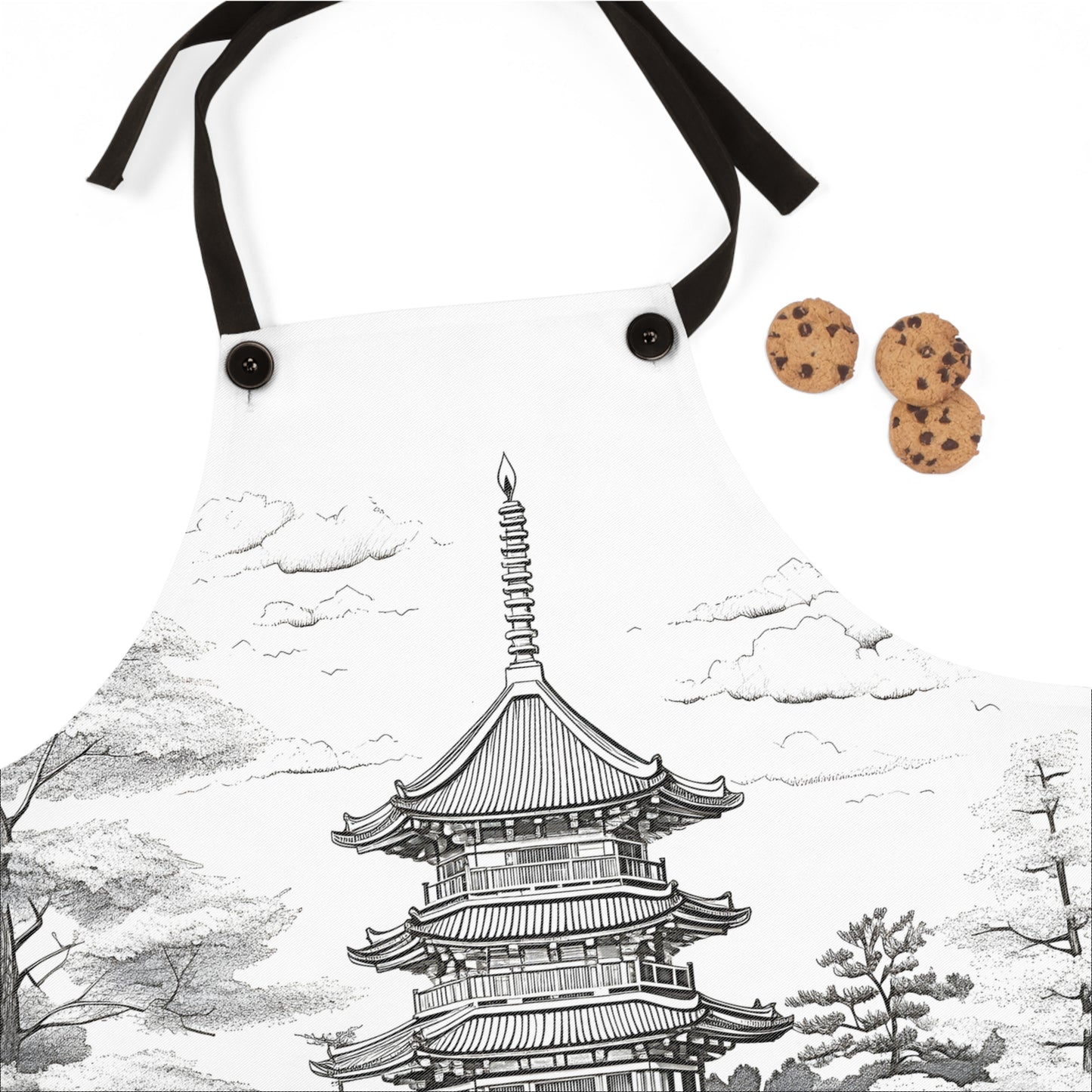 Apron Coloring Kit with 10 Fabric Markers - Japanese Pagoda