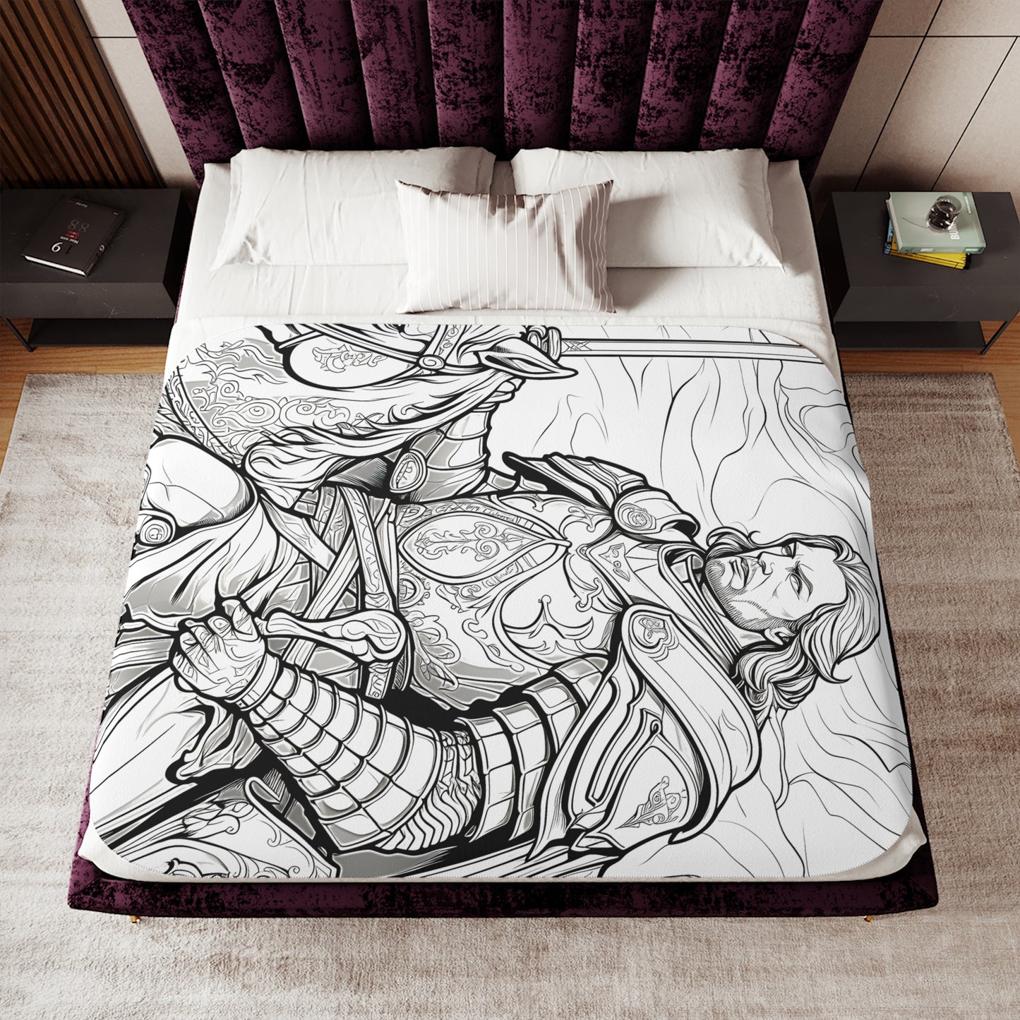 Blanket Coloring Kit with 10 Fabric Markers - Armored Knight on Horseback