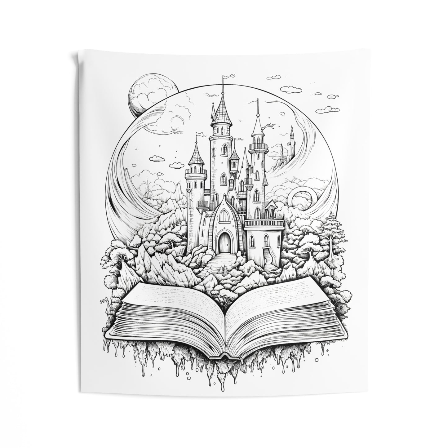 Indoor Wall Tapestries Coloring Kit with 10 Fabric Markers - Fantasy Castle