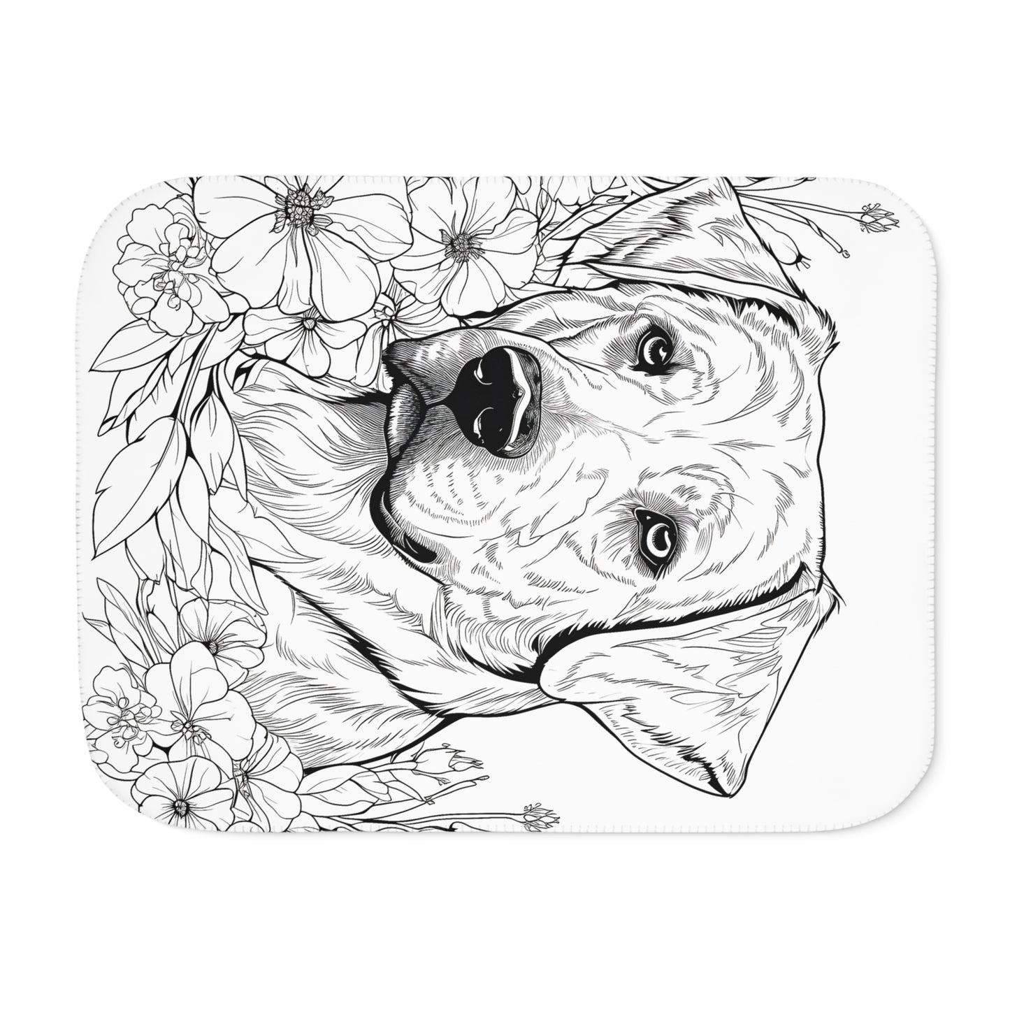 Blanket Coloring Kit with 10 Fabric Markers - Dog in Flowers