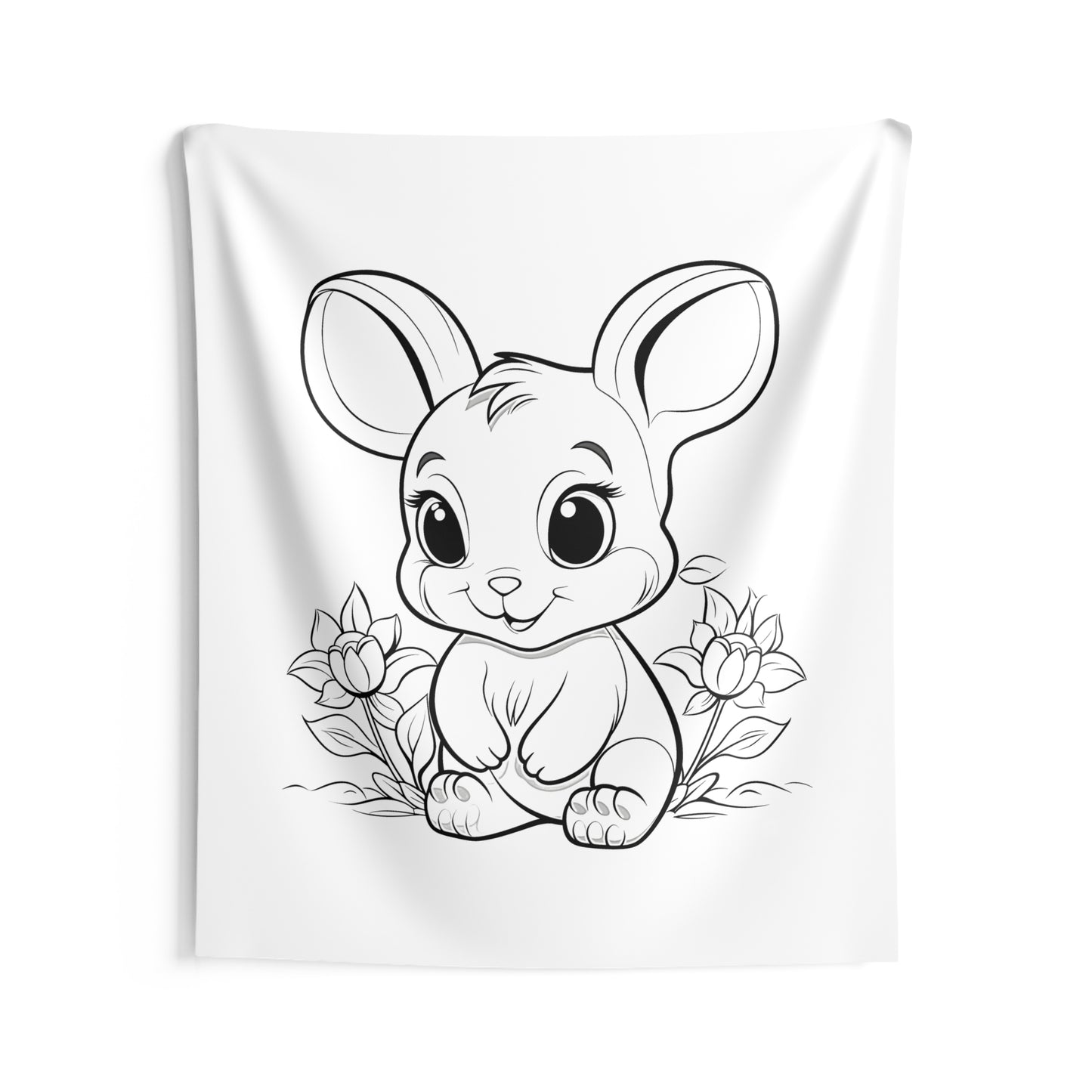 Indoor Wall Tapestries Coloring Kit with 10 Fabric Markers - Cute Bunny