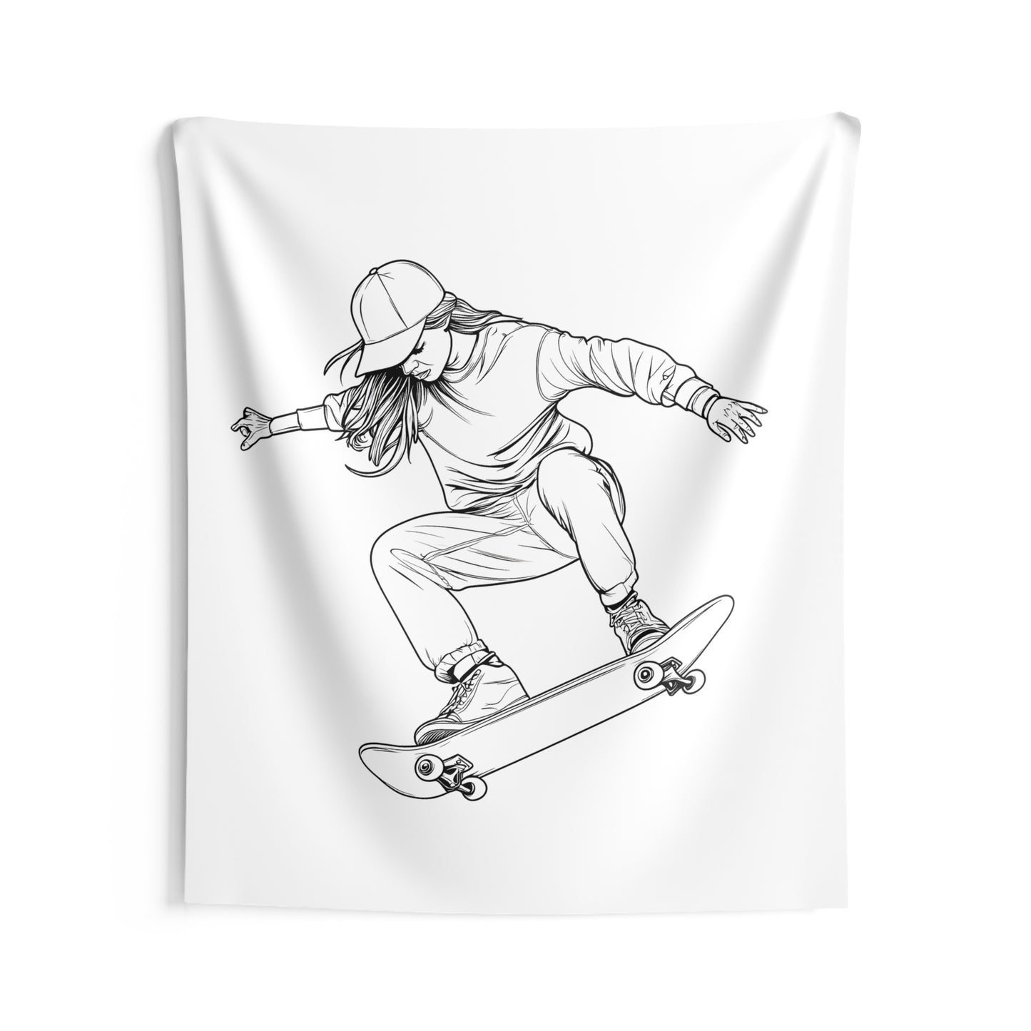 Indoor Wall Tapestries Coloring Kit with 10 Fabric Markers - Skateboarding