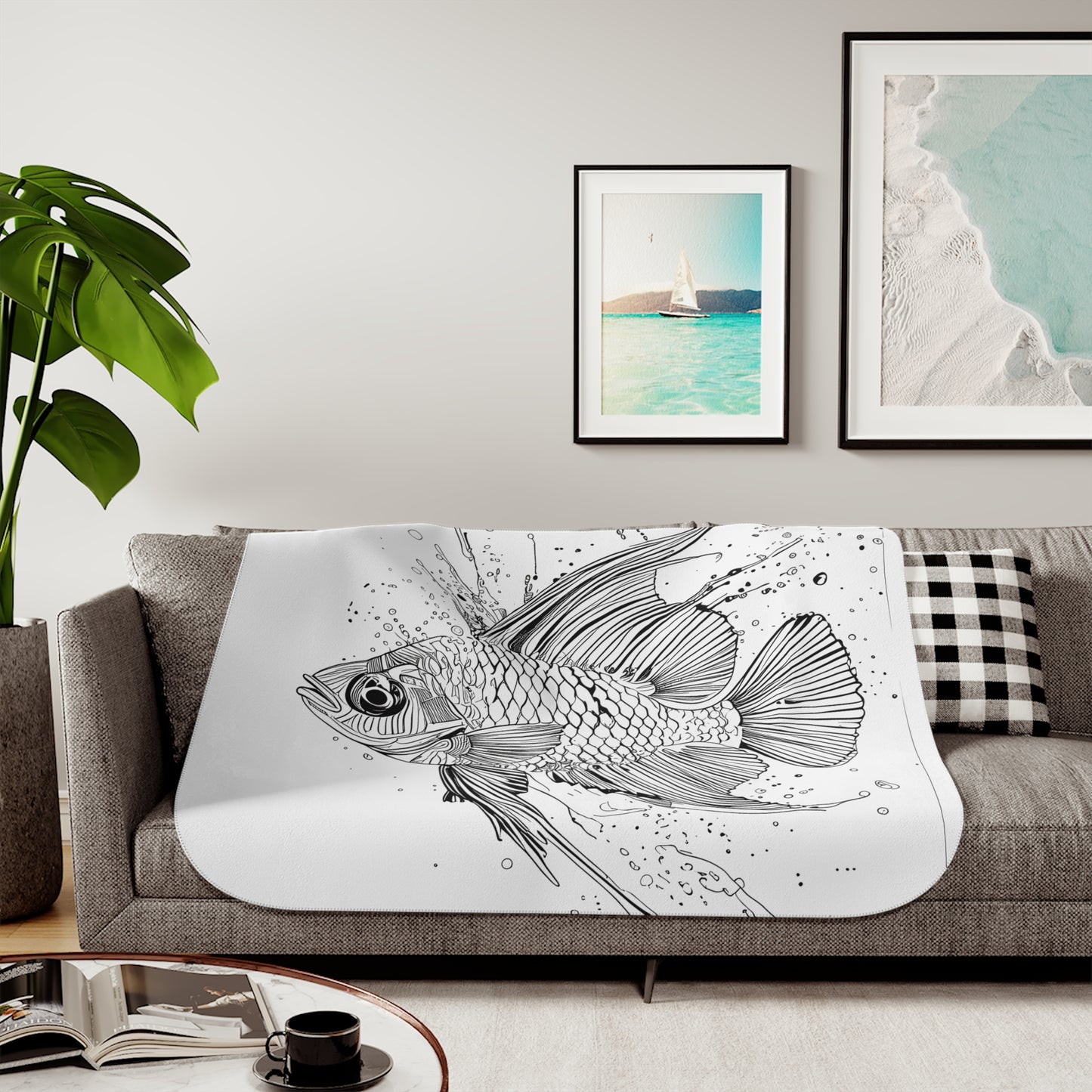 Blanket Coloring Kit with 10 Fabric Markers - Detailed Fish