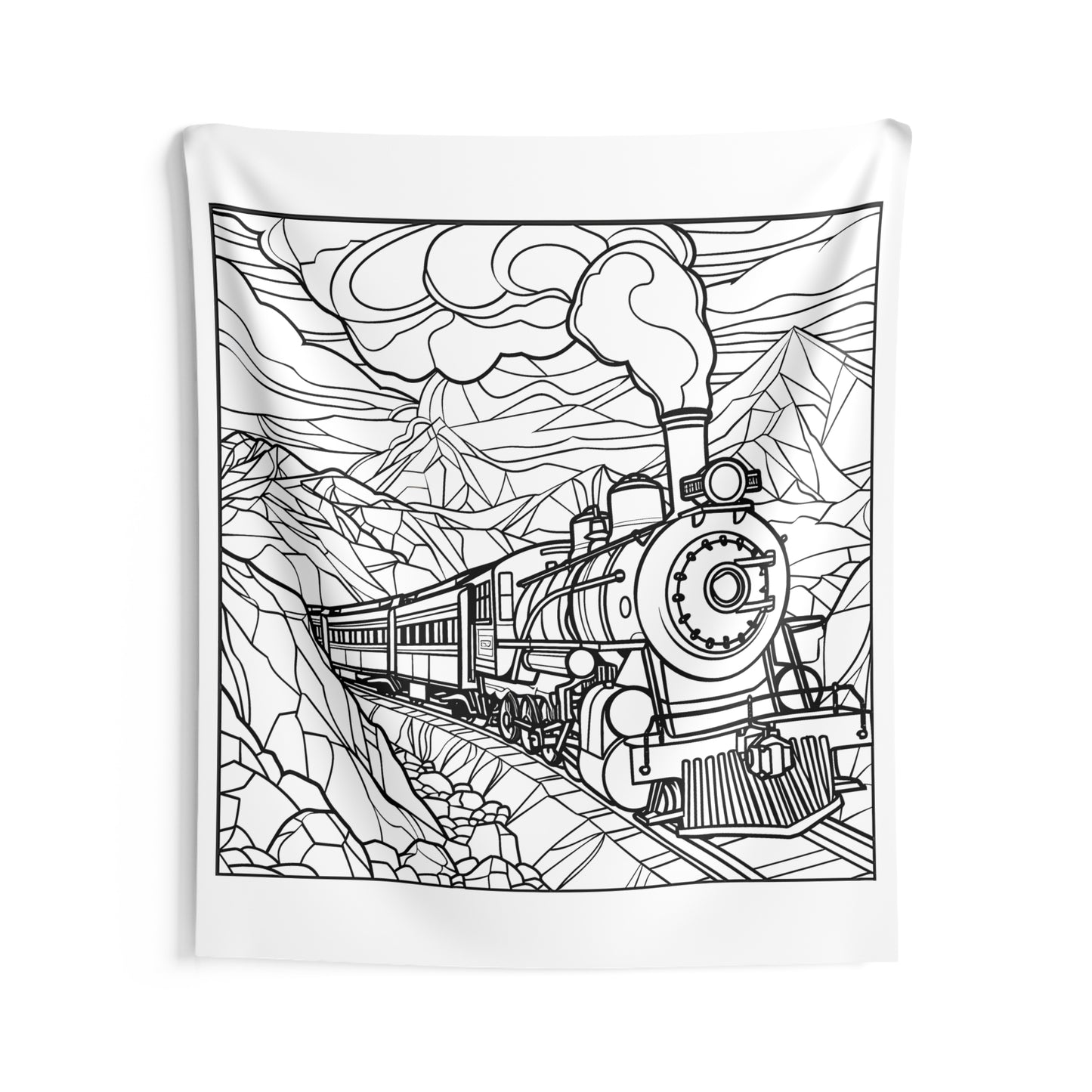 Indoor Wall Tapestries Coloring Kit with 10 Fabric Markers - Steam Train