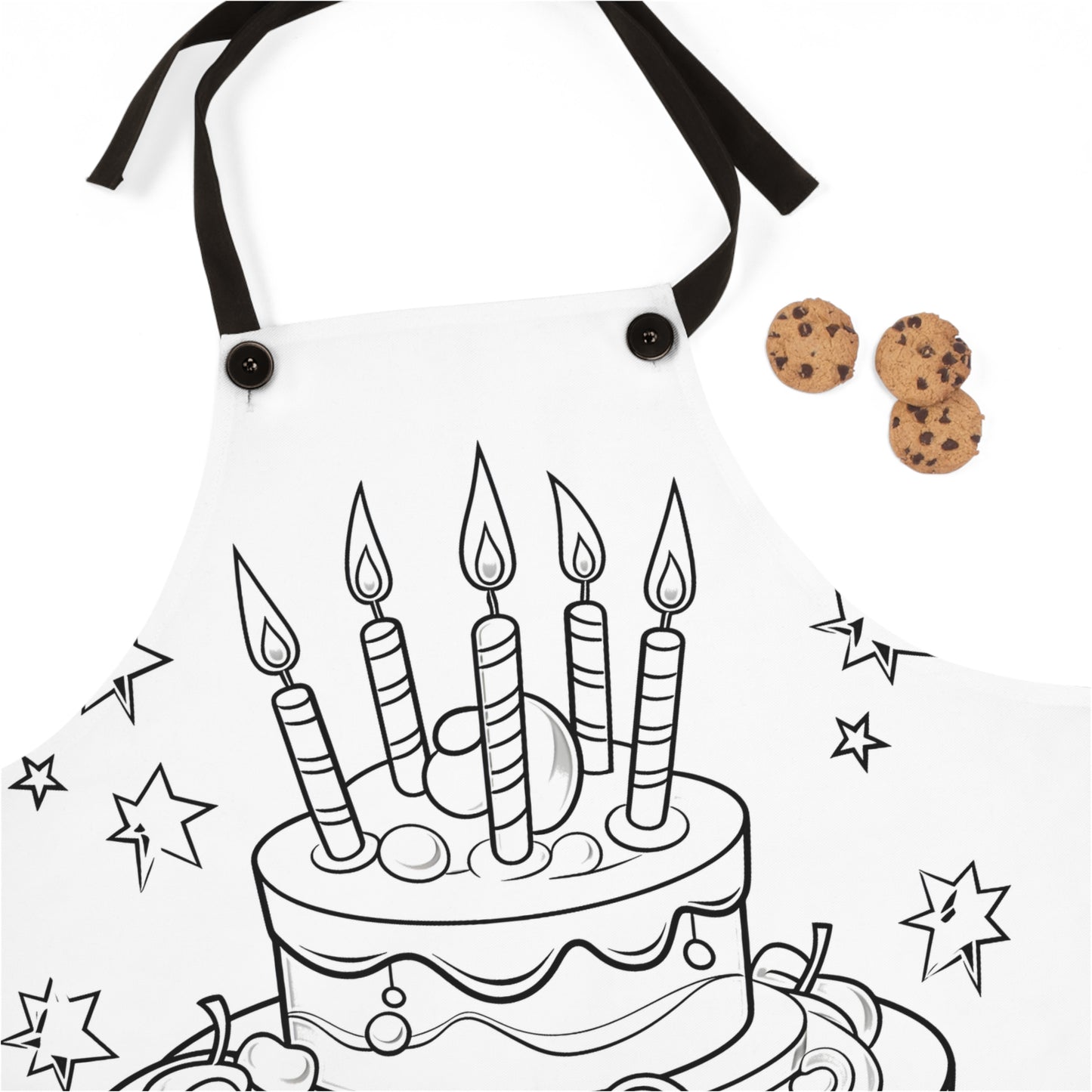 Apron Coloring Kit with 10 Fabric Markers - Birthday Cake