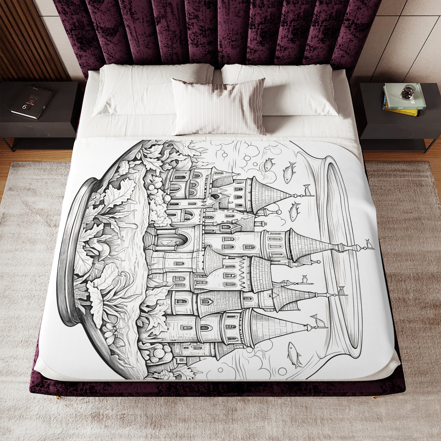 Blanket Coloring Kit with 10 Fabric Markers - Castle in Fishbowl