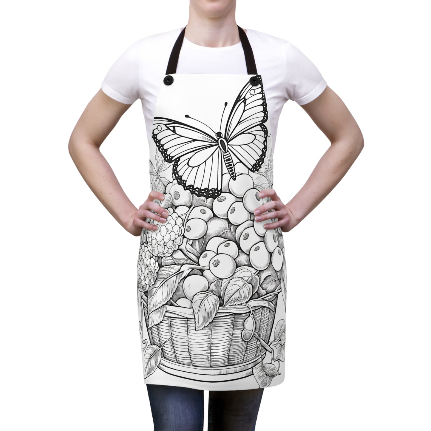 Apron Coloring Kit with 10 Fabric Markers - Butterfly and Fruit Basket