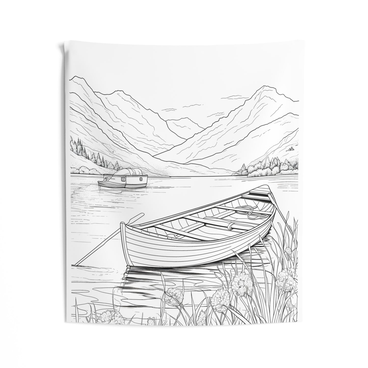 Indoor Wall Tapestries Coloring Kit with 10 Fabric Markers - Rowboat on a Lake