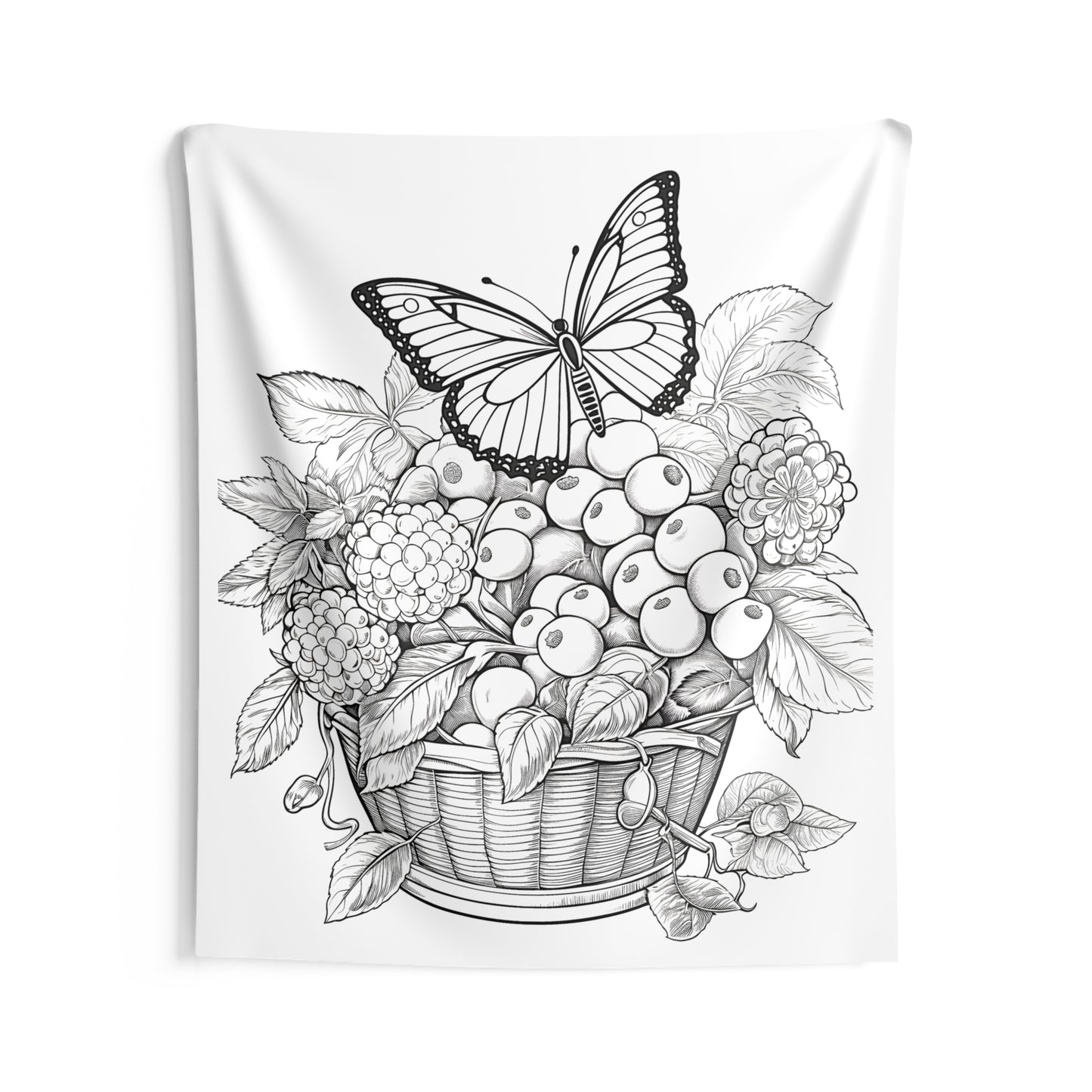 Indoor Wall Tapestries Coloring Kit with 10 Fabric Markers - Butterfly and Fruit Basket