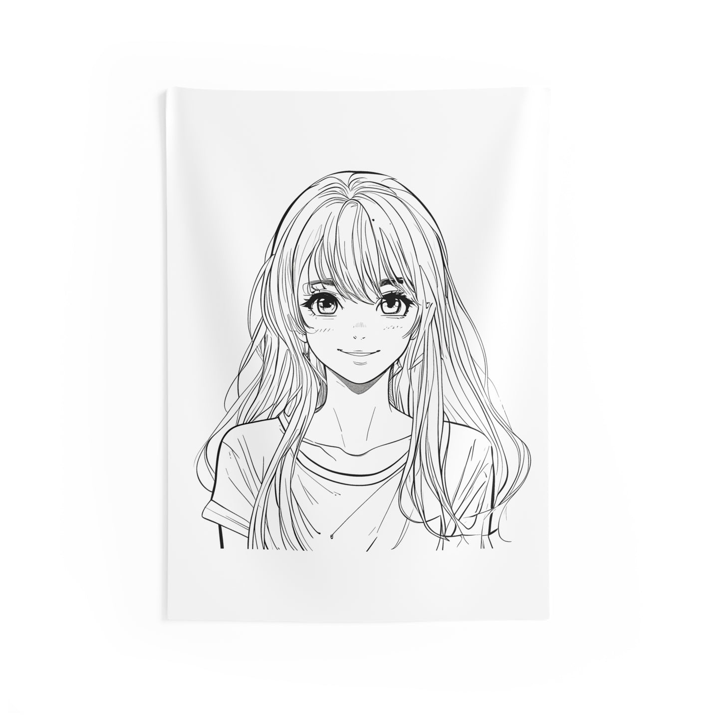 Indoor Wall Tapestries Coloring Kit with 10 Fabric Markers - Anime Girl