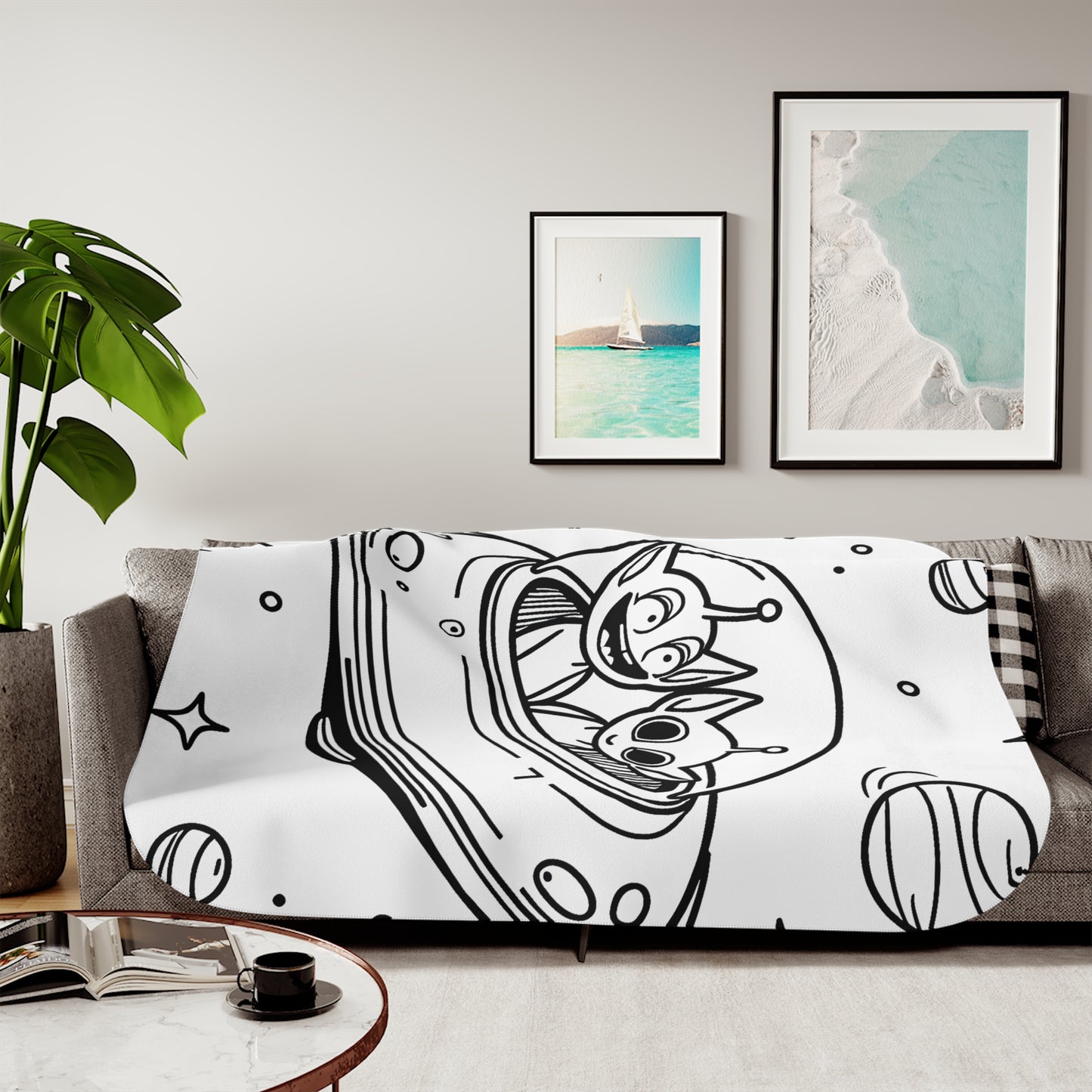 Blanket Coloring Kit with 10 Fabric Markers - Aliens in Spaceship