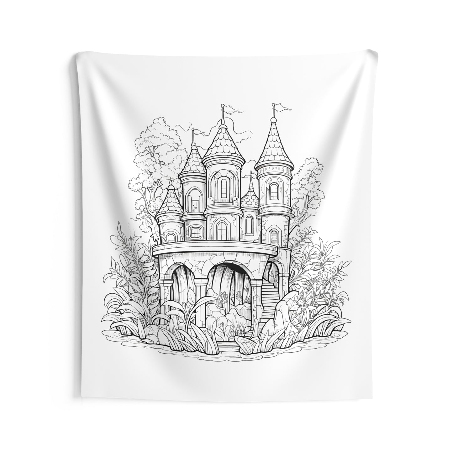 Indoor Wall Tapestries Coloring Kit with 10 Fabric Markers - Castle