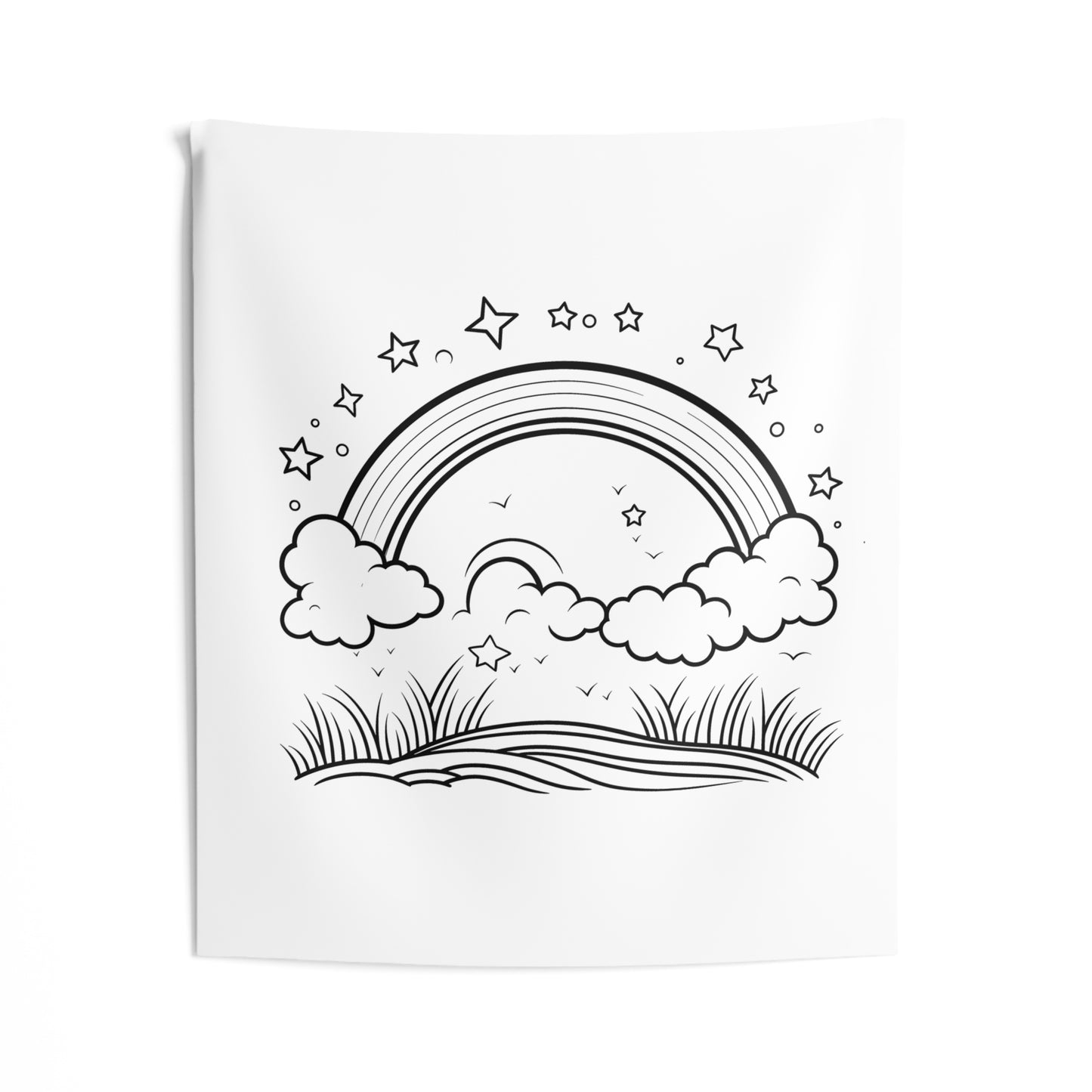 Indoor Wall Tapestries Coloring Kit with 10 Fabric Markers - Stars and Clouds