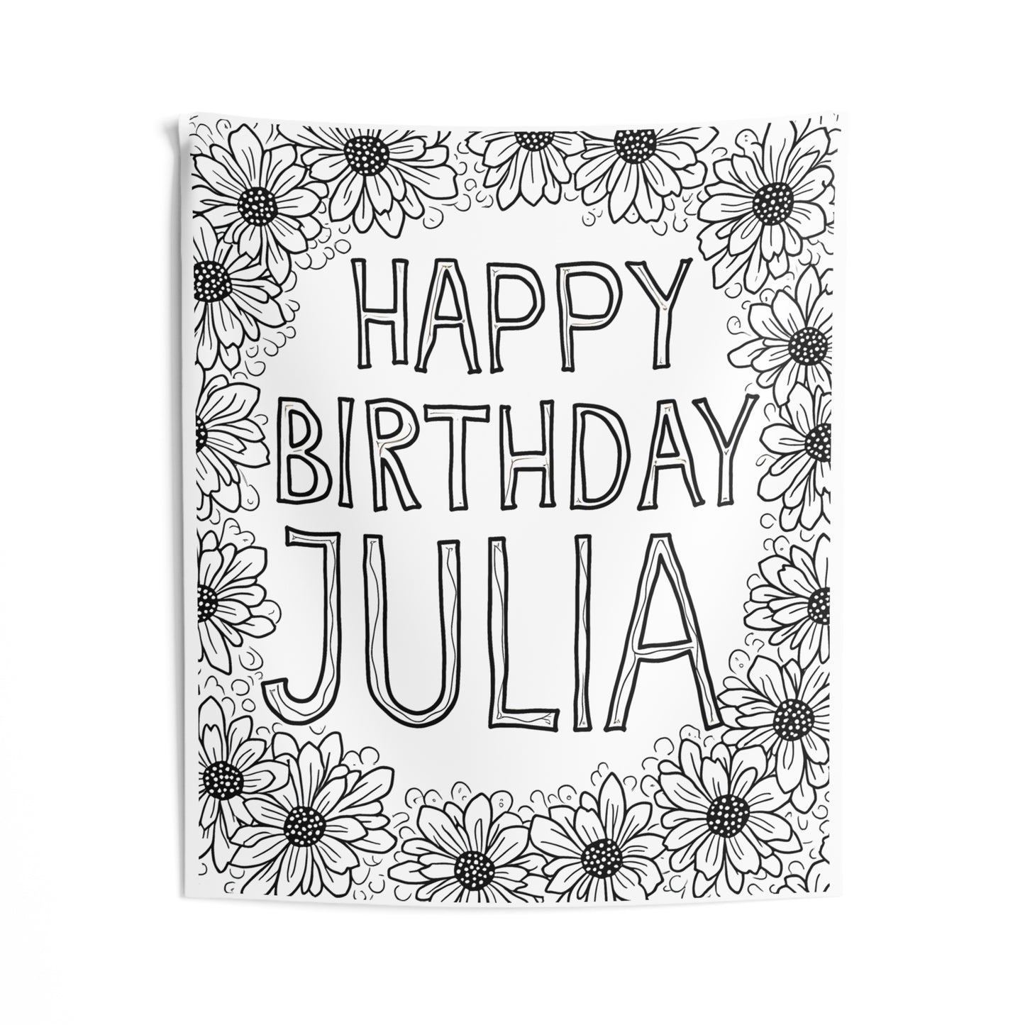 Indoor Wall Tapestries Coloring Kit with 10 Fabric Markers - Birthday Greeting