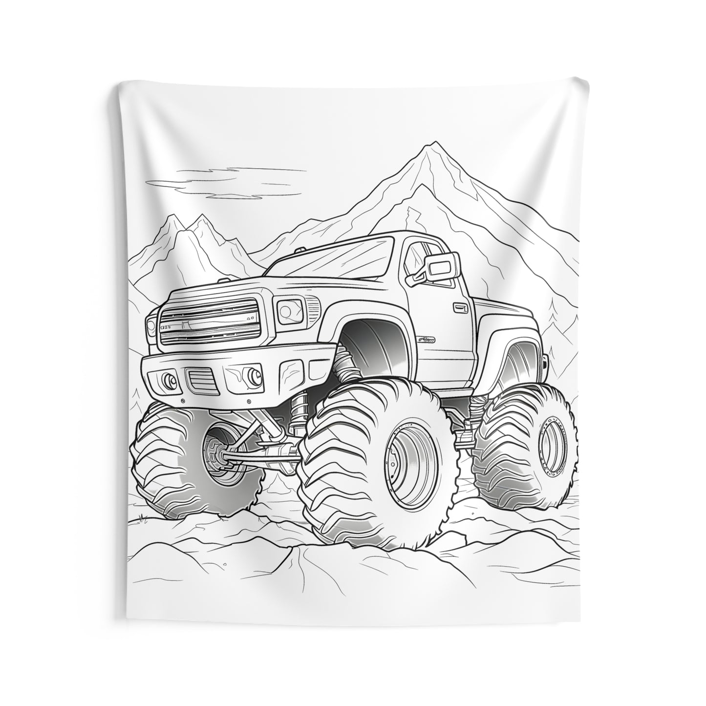 Indoor Wall Tapestries Coloring Kit with 10 Fabric Markers - Monster Truck