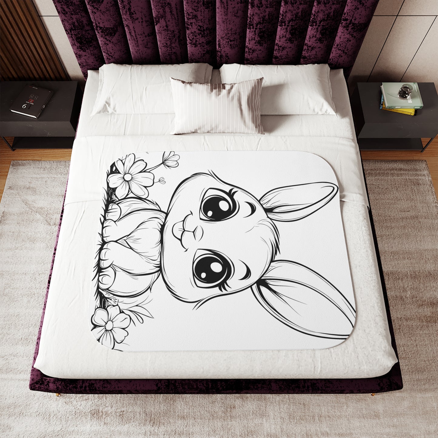 Blanket Coloring Kit with 10 Fabric Markers - Cute Bunny