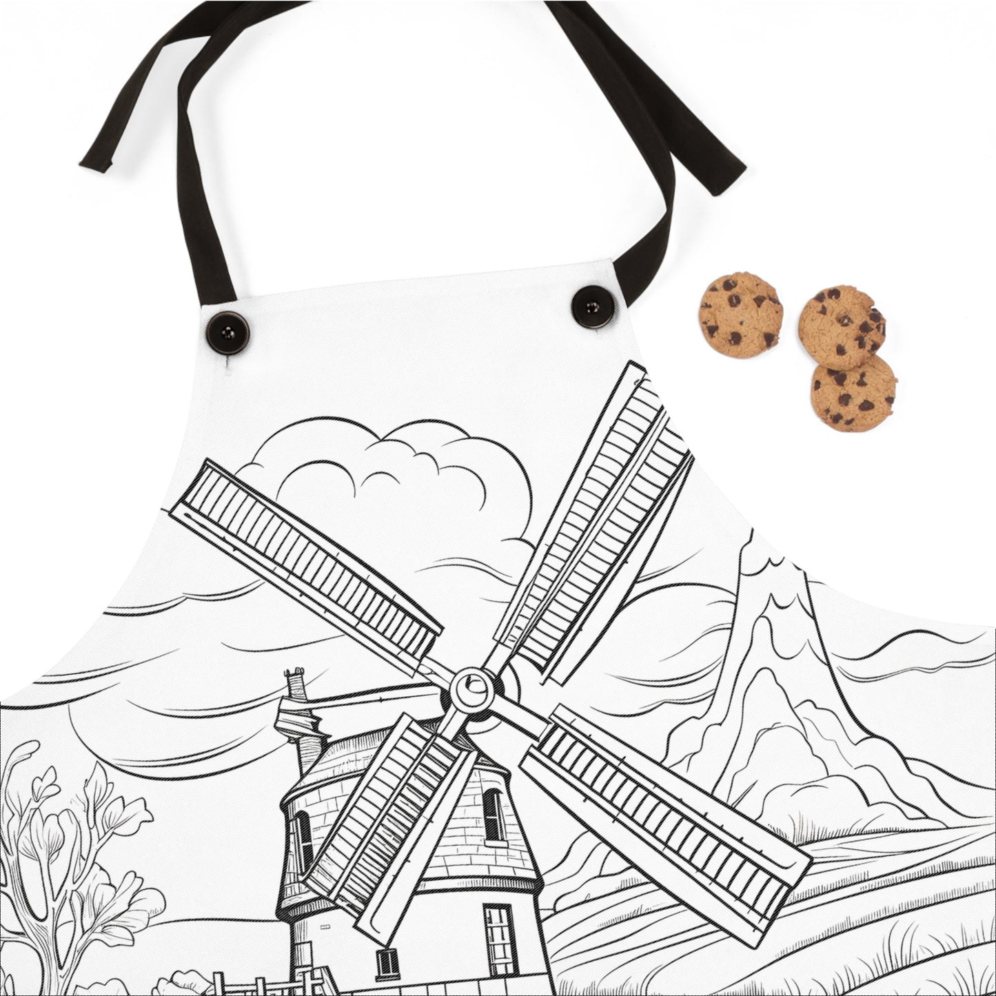 Apron Coloring Kit with 10 Fabric Markers - Windmill Landscape