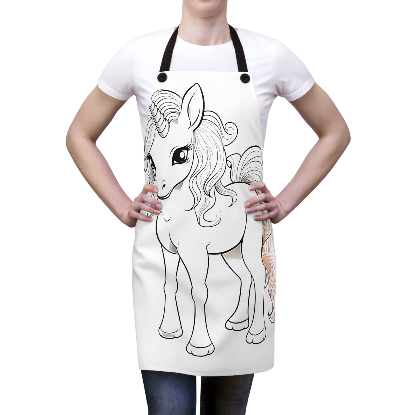 Apron Coloring Kit with 10 Fabric Markers - Cute Baby Unicorn