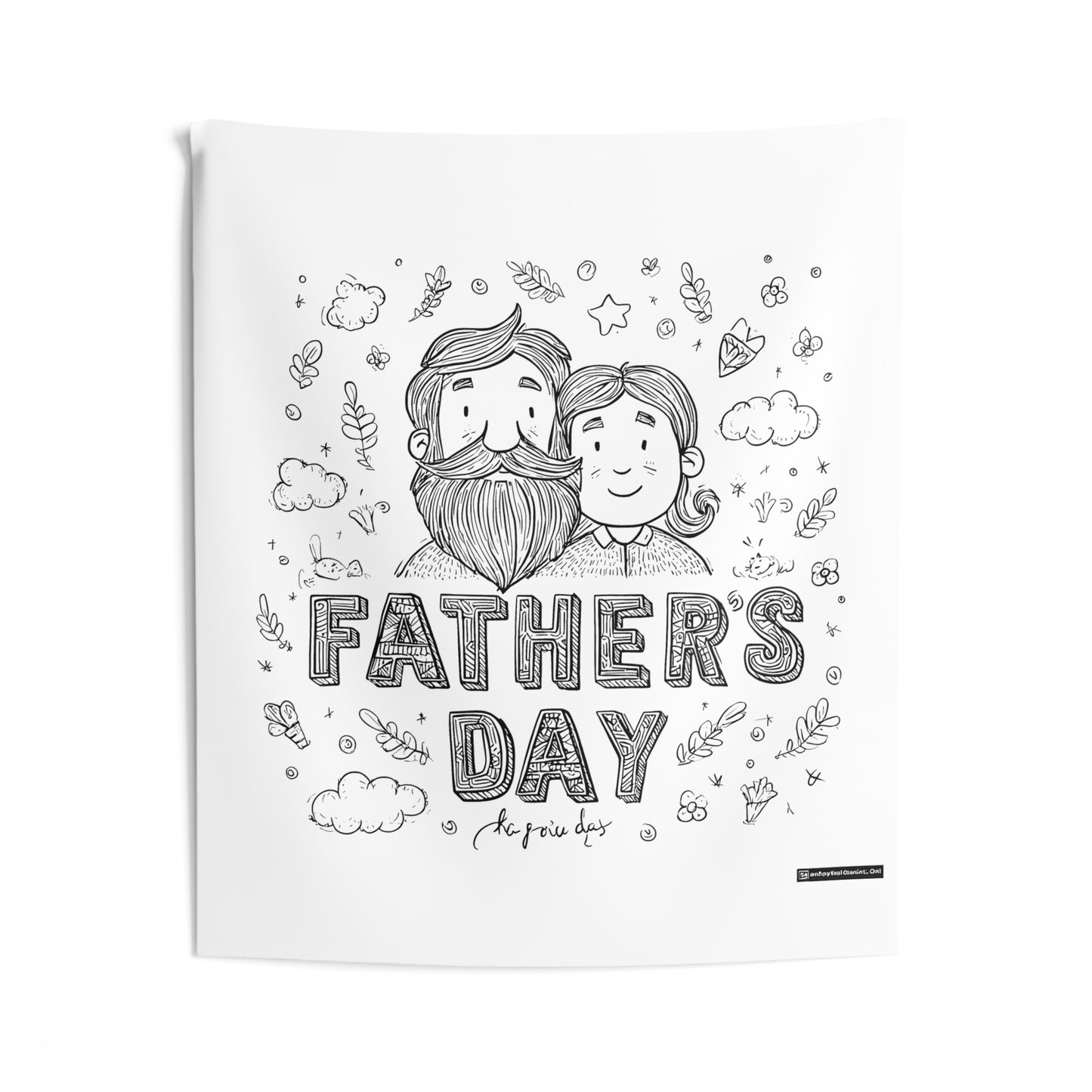 Indoor Wall Tapestries Coloring Kit with 10 Fabric Markers - Father and Child Drawing
