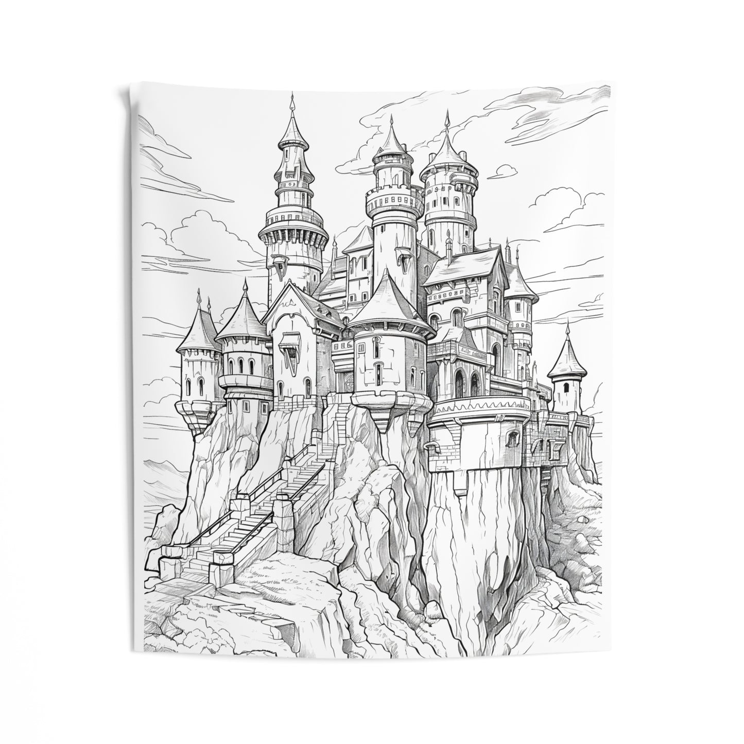 Indoor Wall Tapestries Coloring Kit with 10 Fabric Markers - Medieval Castle