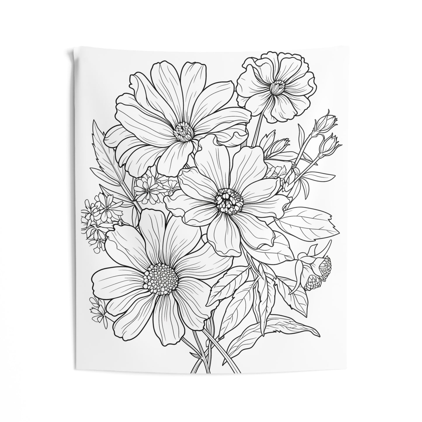 Indoor Wall Tapestries Coloring Kit with 10 Fabric Markers - Floral Bouquet