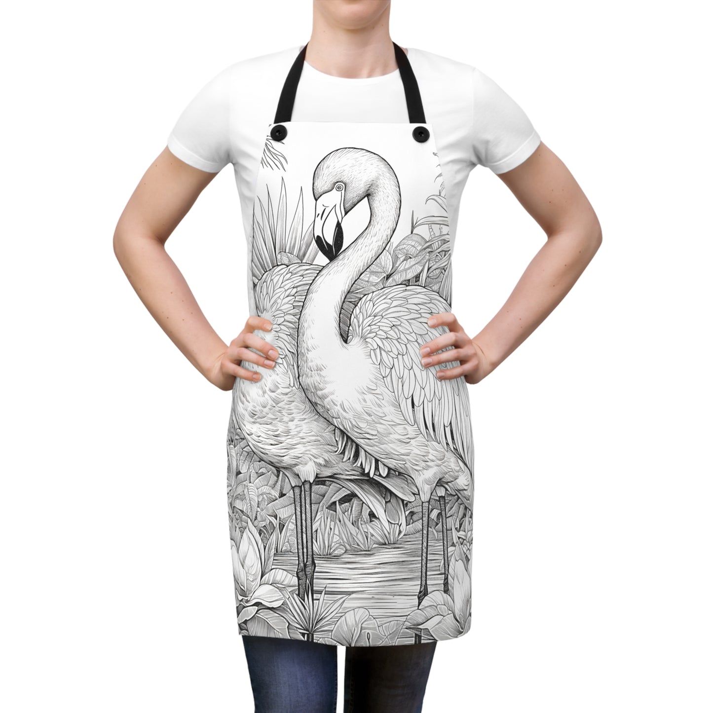 Apron Coloring Kit with 10 Fabric Markers - Flamingos