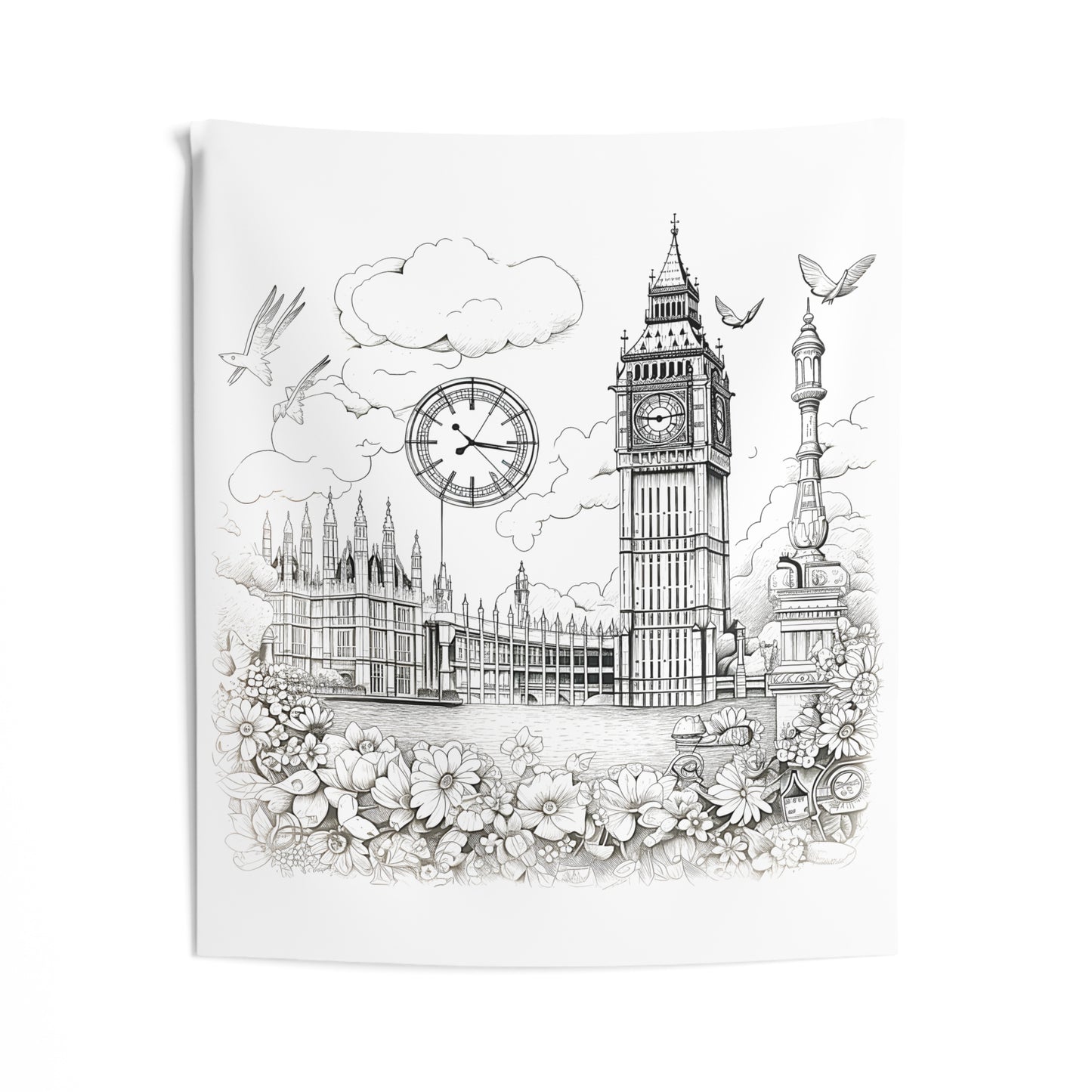 Indoor Wall Tapestries Coloring Kit with 10 Fabric Markers - Big Ben